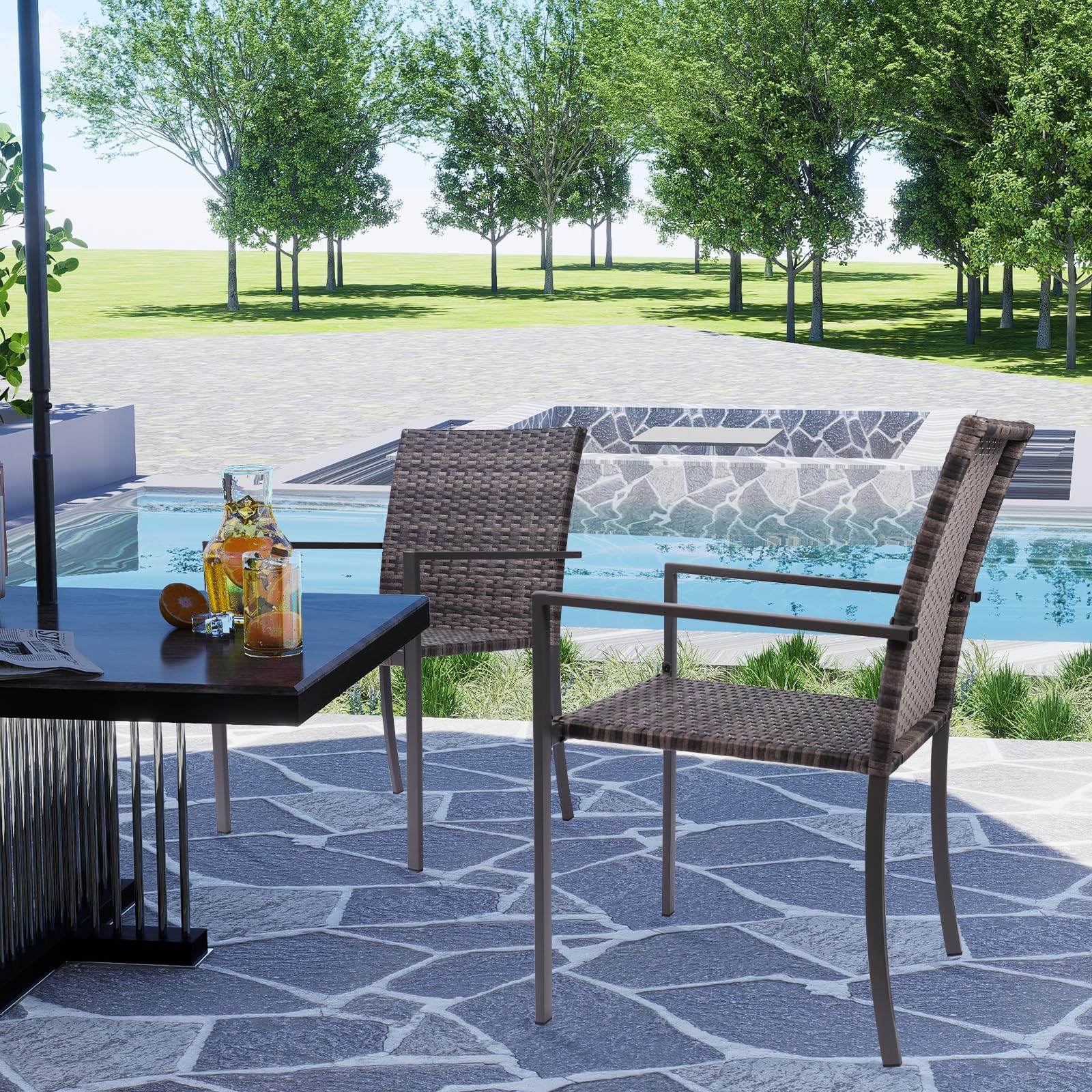 MEISSALIVVE Elegant Patio Dining Chairs Outdoor Set of 2, Stackable All