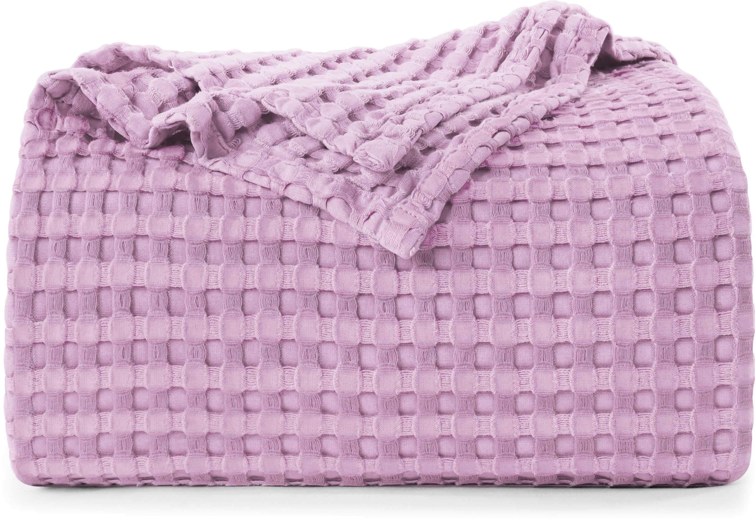 Utopia Bedding Lavender 100% Cotton Waffle Blanket 300 GSM [Twin - 90x72 Inch] Soft Lightweight Breathable Bed Blanket for All Season