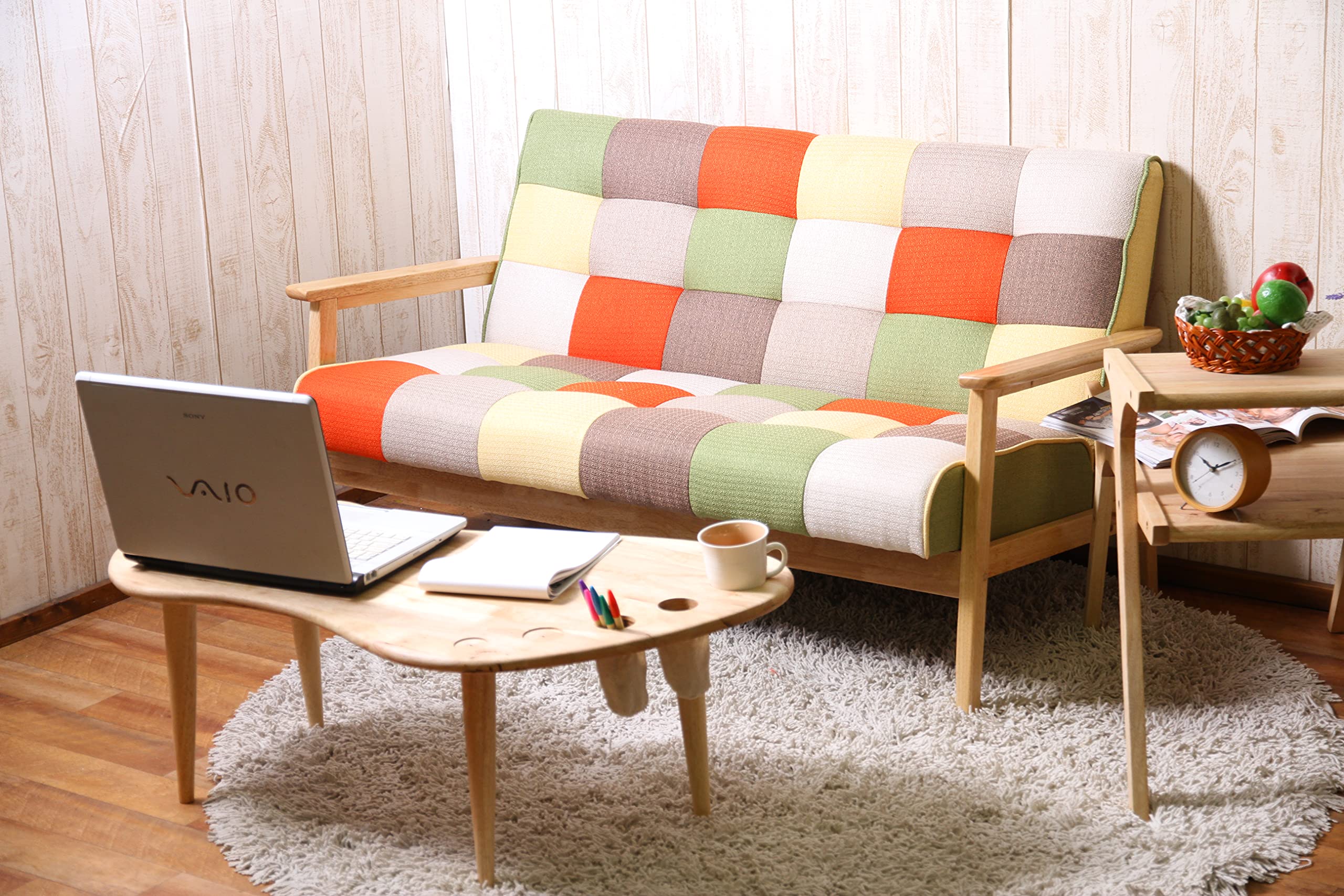 不二貿易 2人掛けソファ パッチワーク オレンジ