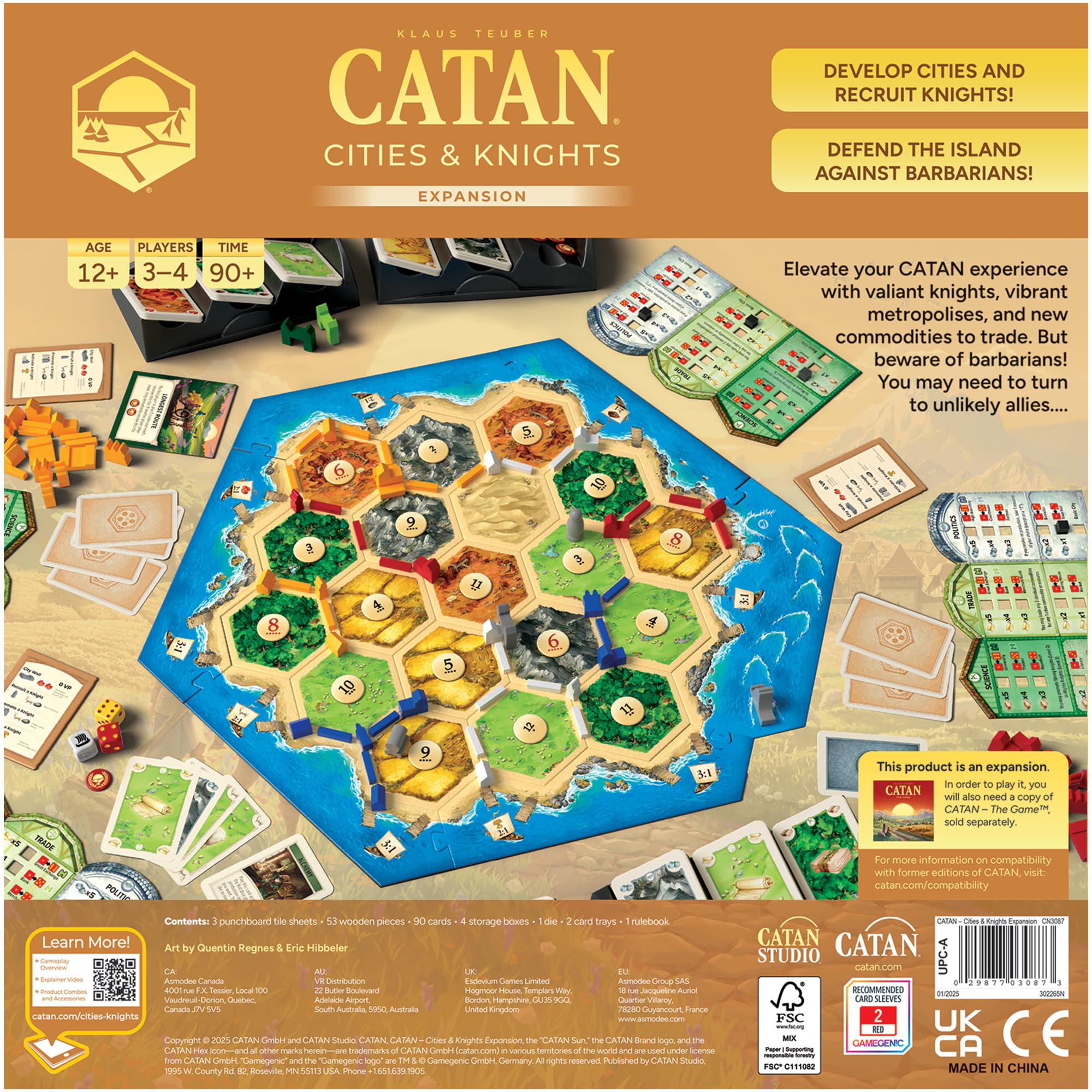 CATAN Cities and Knights Expansion 6. edycja | Gra planszowa | Wiek 12+ | 3-4 graczy | Czas gry 60-90 minut