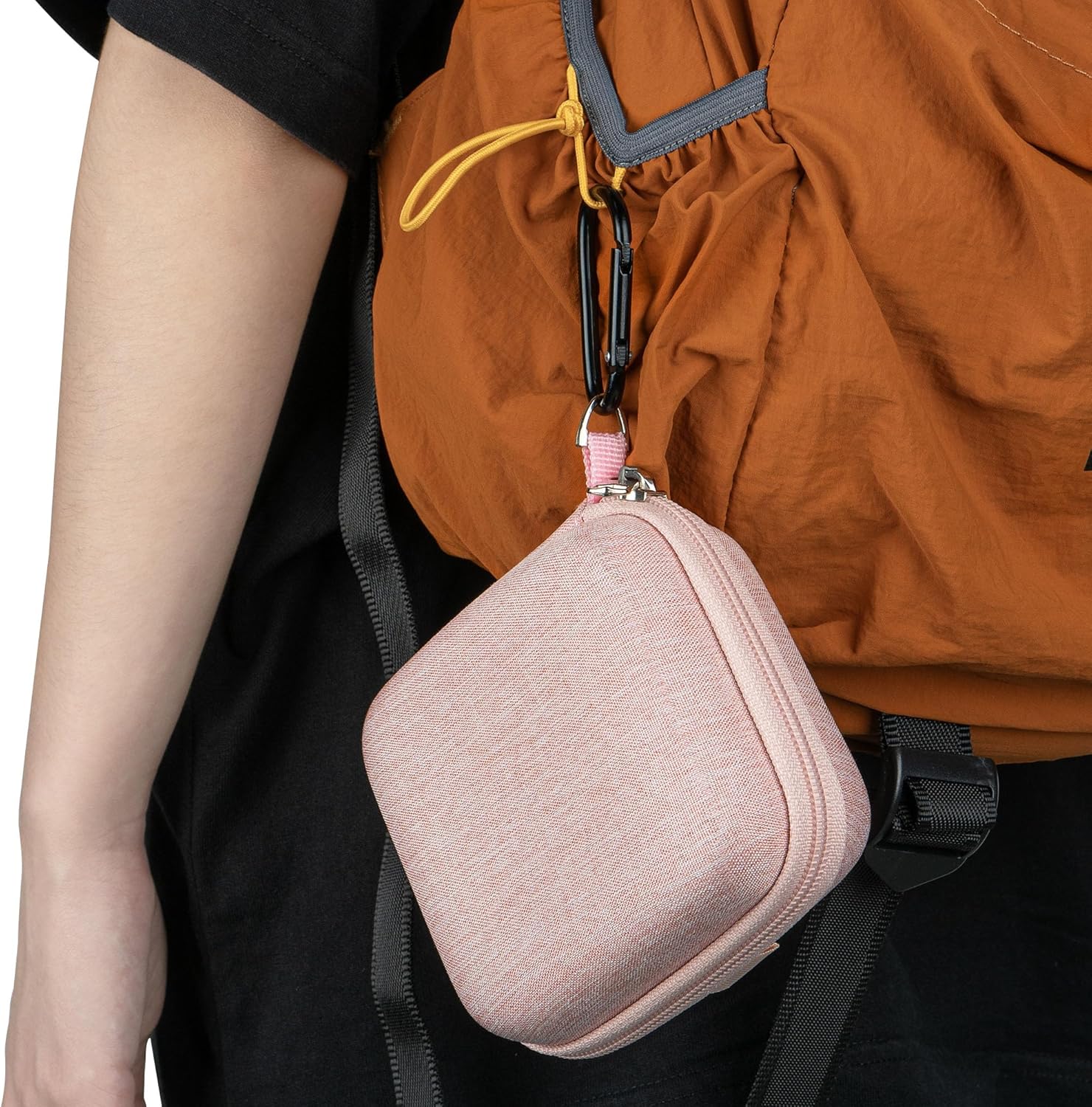 Geekria Shield Speaker Case Compatible with JBL Go 4/3/3 Eco Cover, Replacement Hard Shell Portable Speaker Protective Carrying Bag with Cable Storage, Keychain Carabiner (Pink) - Image 6