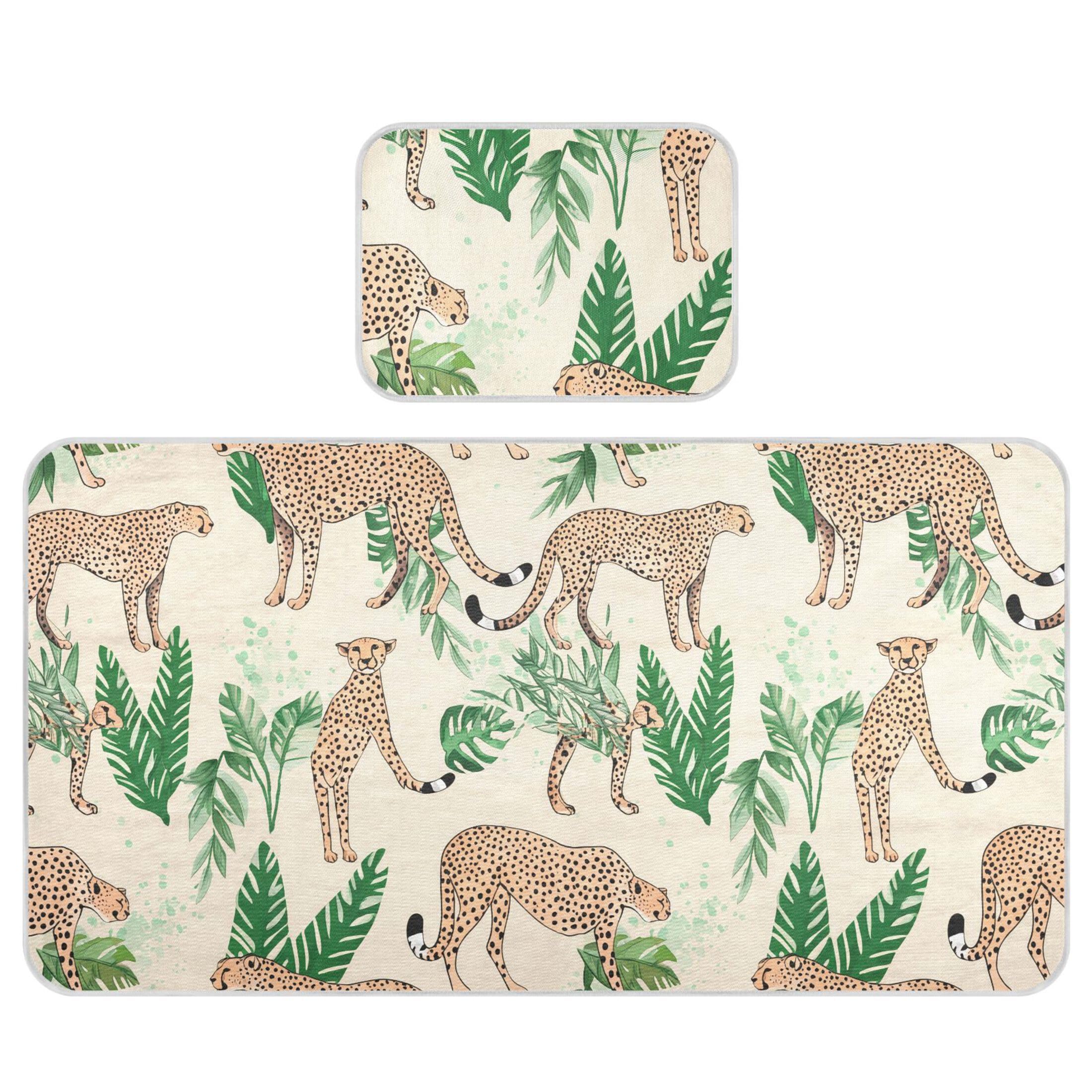 Takiito Cheetahs Leaves Baby Cooling Mattress Pad, Soft & Breathable Cooling Mat Keep Baby Cool in Summer 28x52 in, Nursery Essential