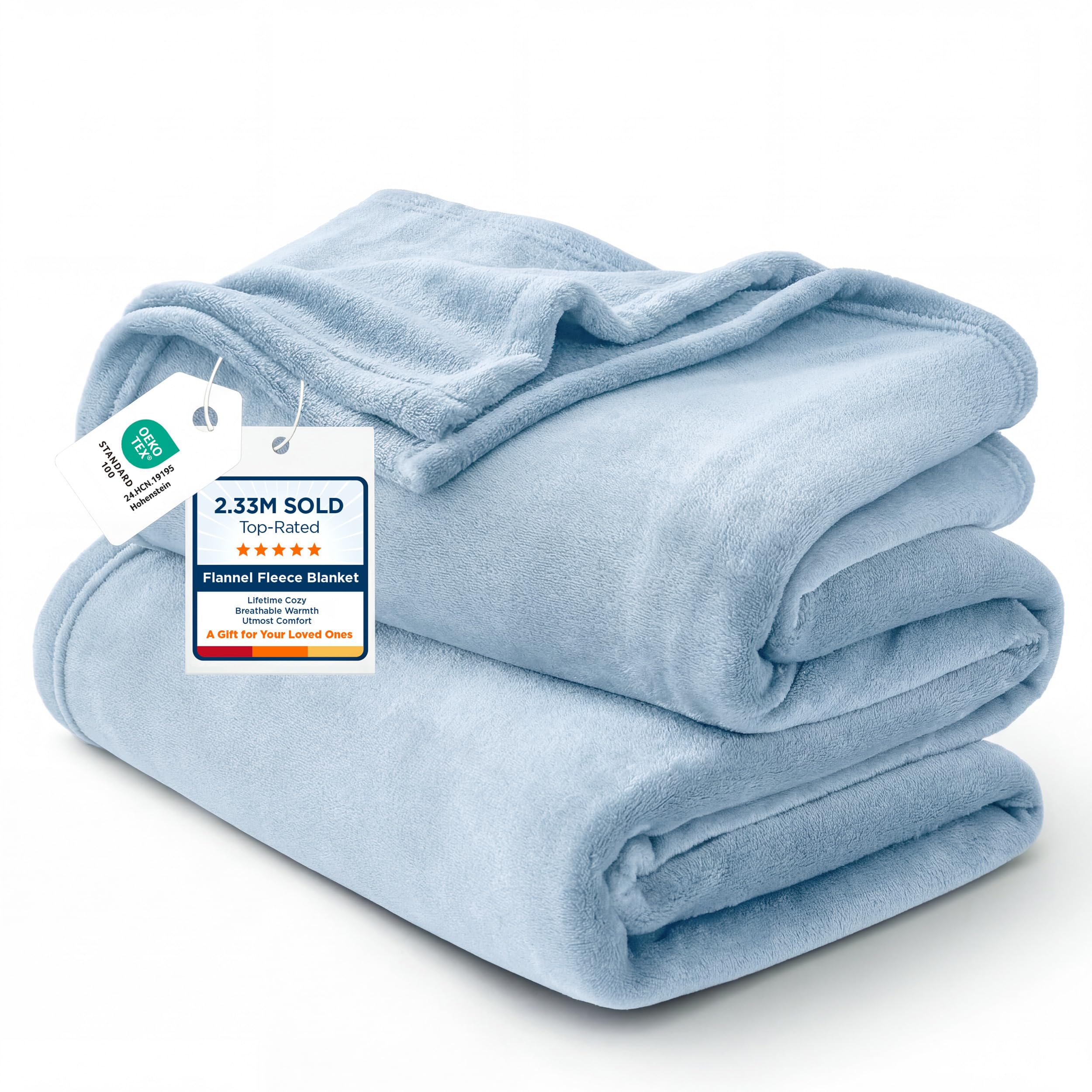 Bedsure GentleSoft Fleece Bed Blankets Queen Size Light Blue - Soft Lightweight Plush Fuzzy Cozy Luxury Blanket Microfiber, 90x90 inches