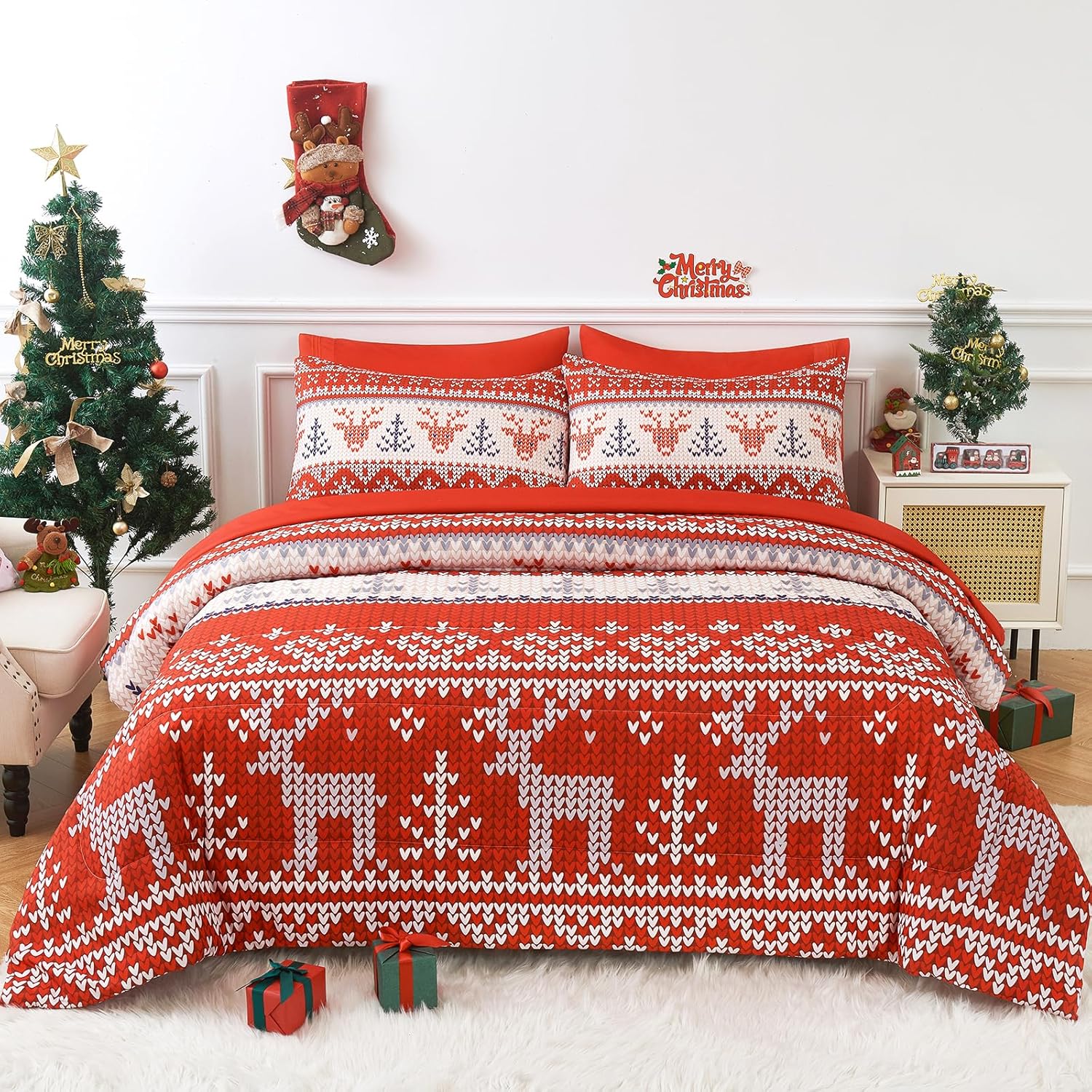 Amazon.com: YIYEA King Size Comforter Set - Christmas Comforter - 7 ...
