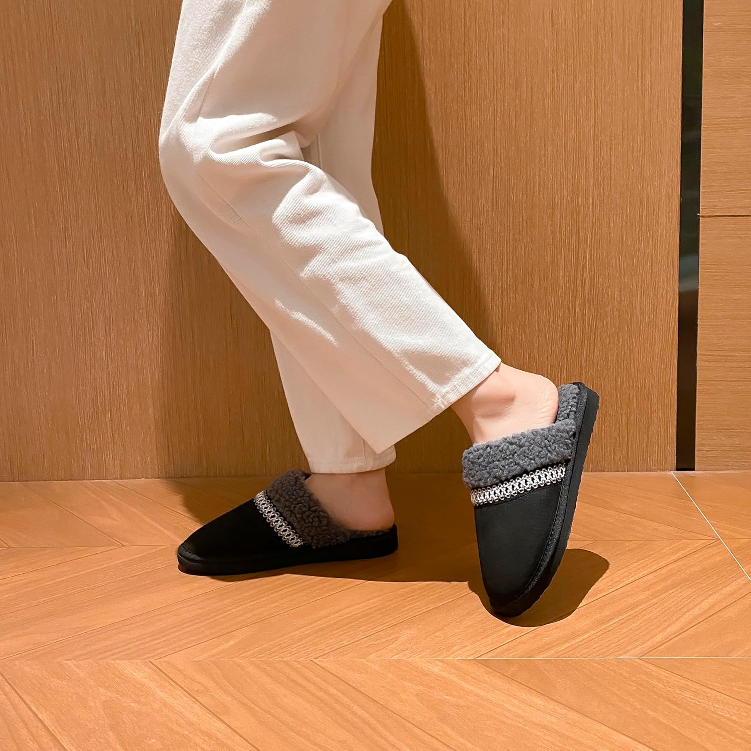 Slippers for Women Indoor Outdoor Ladies Memory Foam Slip On Anti-Skid Fluffy Fuzzy House Shoes Home Bedroom - Image 7