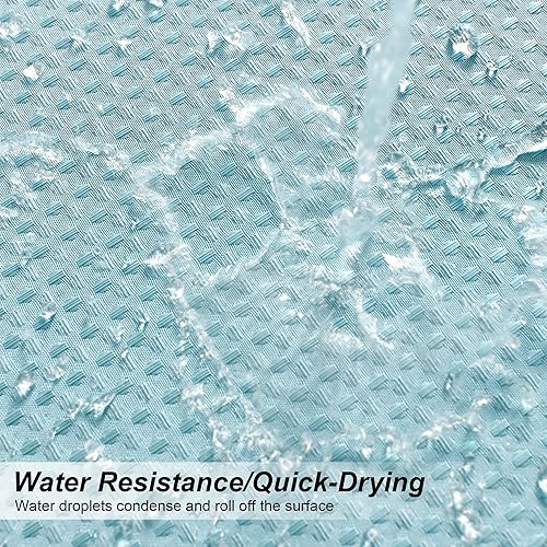 Miniatura 6 de Juego de cortina de ducha azul verde azulado con botón en el forro, cortinas de ducha de tela gruesa resistente con textura de gofre, para baño,