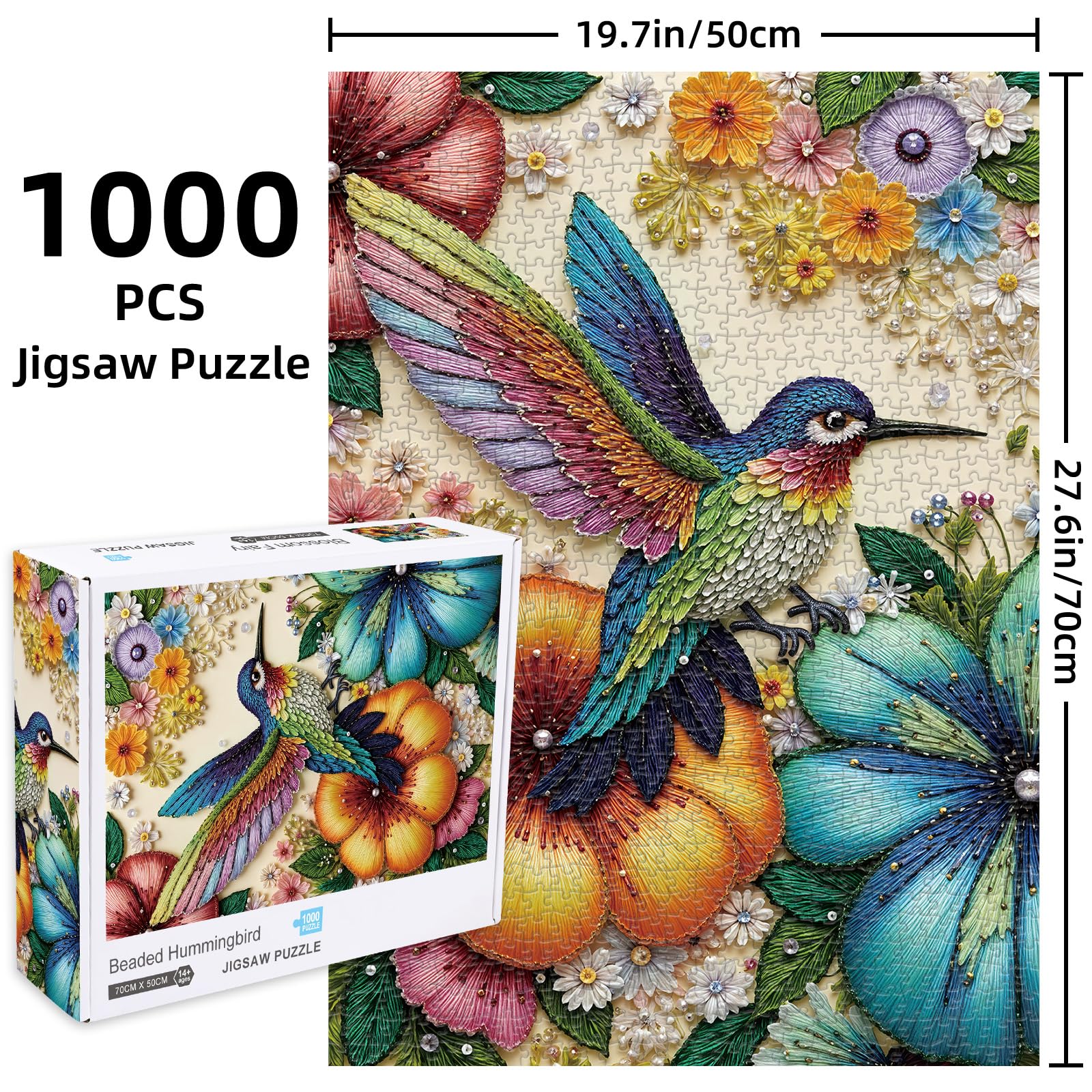 Amazon.com: Beaded Hummingbird 1000 piece Puzzle for Adults
