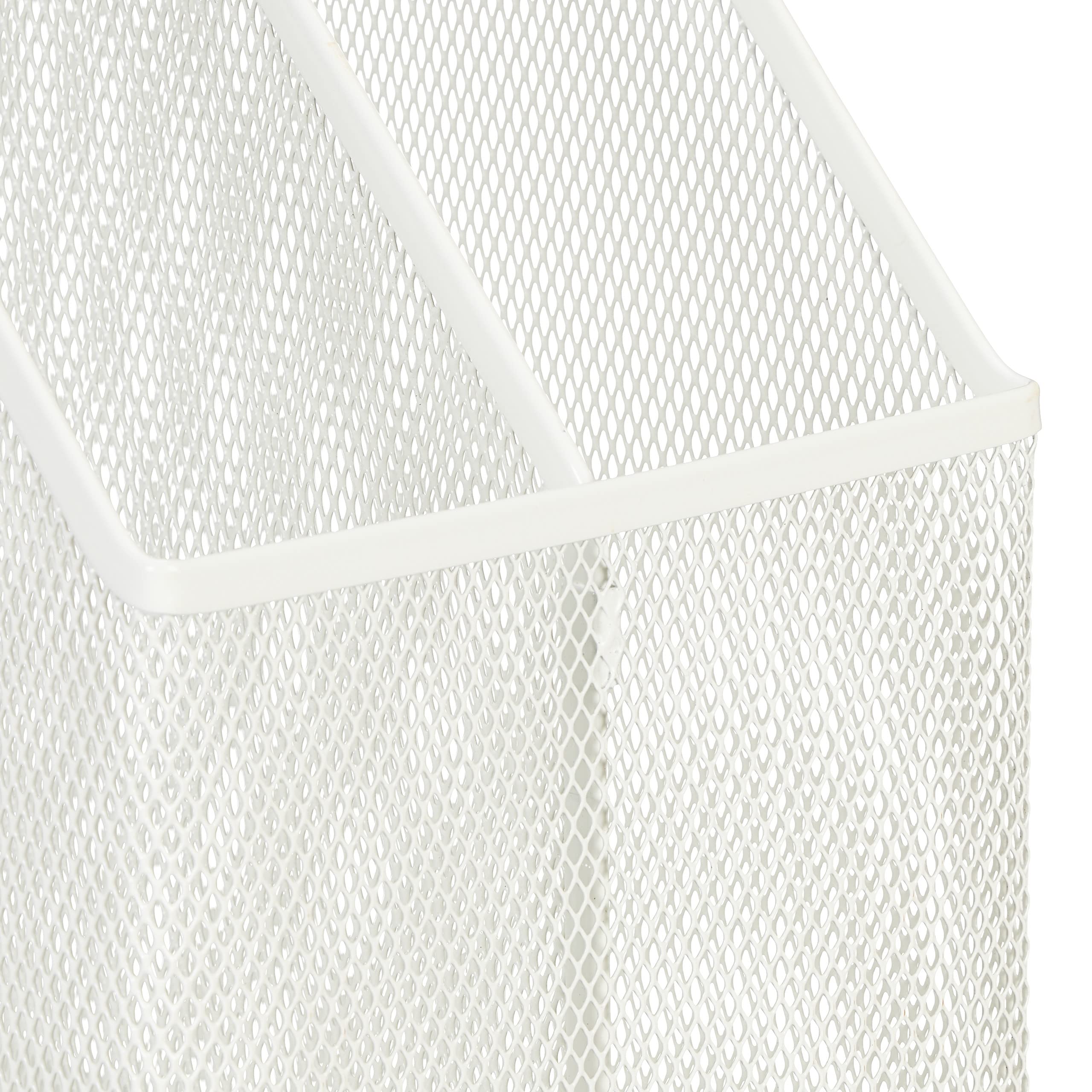 Relaxdays Archivador de Metal, 2 Compartimentos, DIN A4, 31,5 x 14,5 x 25 cm, Organizador de Pie, Diseño Malla, Blanco
