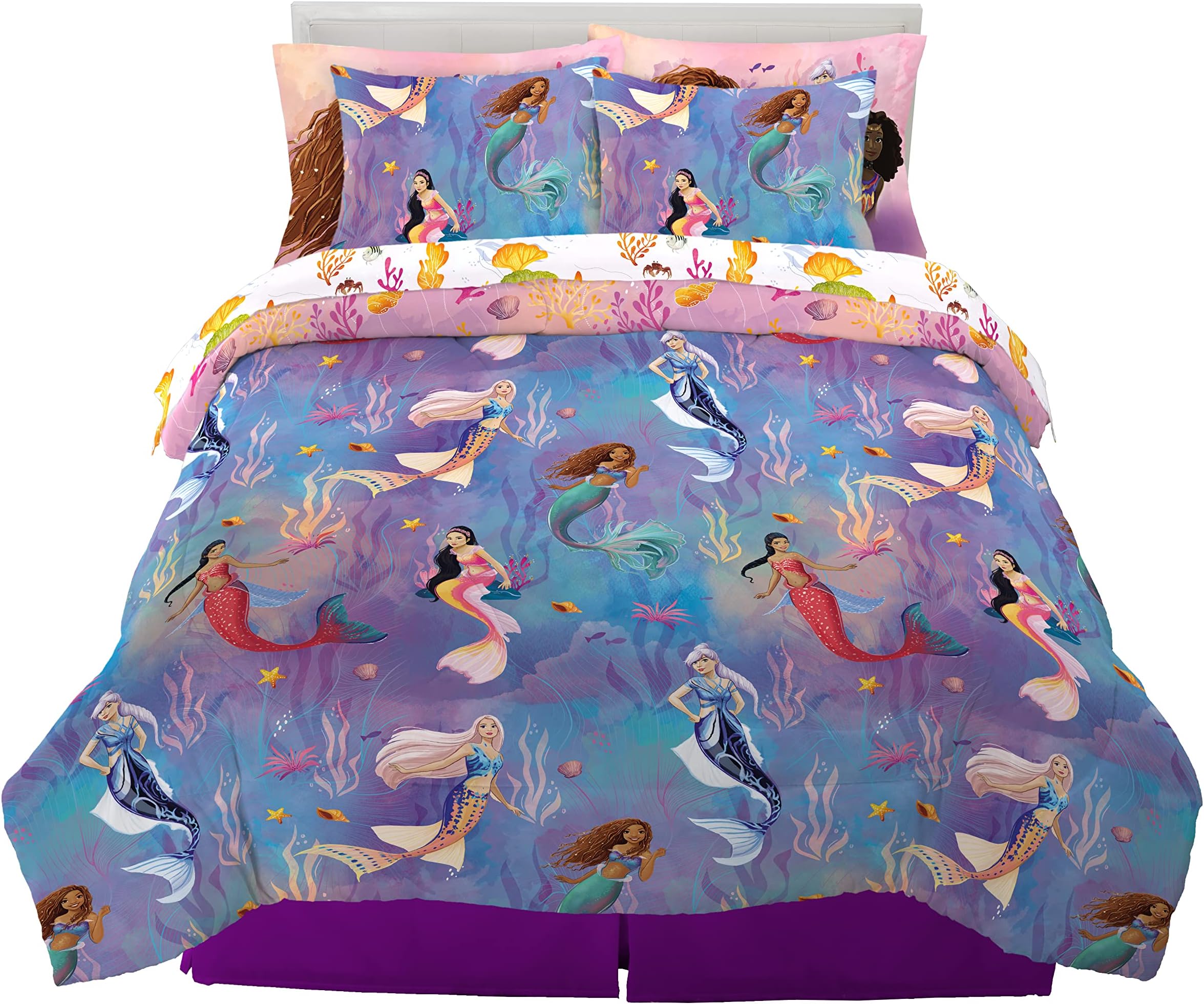 Disney Princess Ariel The Little Mermaid Live Action Movie Ariel Kids Bedding Super Soft Comforter and Sheet Set with Sham, Full, (100% Official Licensed Product) by Franco
