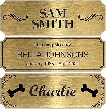 Engraved Name Plate, 1" x 3" Personalized Custom Trophy Plate, Picture Frame, Urn and Memorabilia Plaque, Adhesive Backing My Sign Center