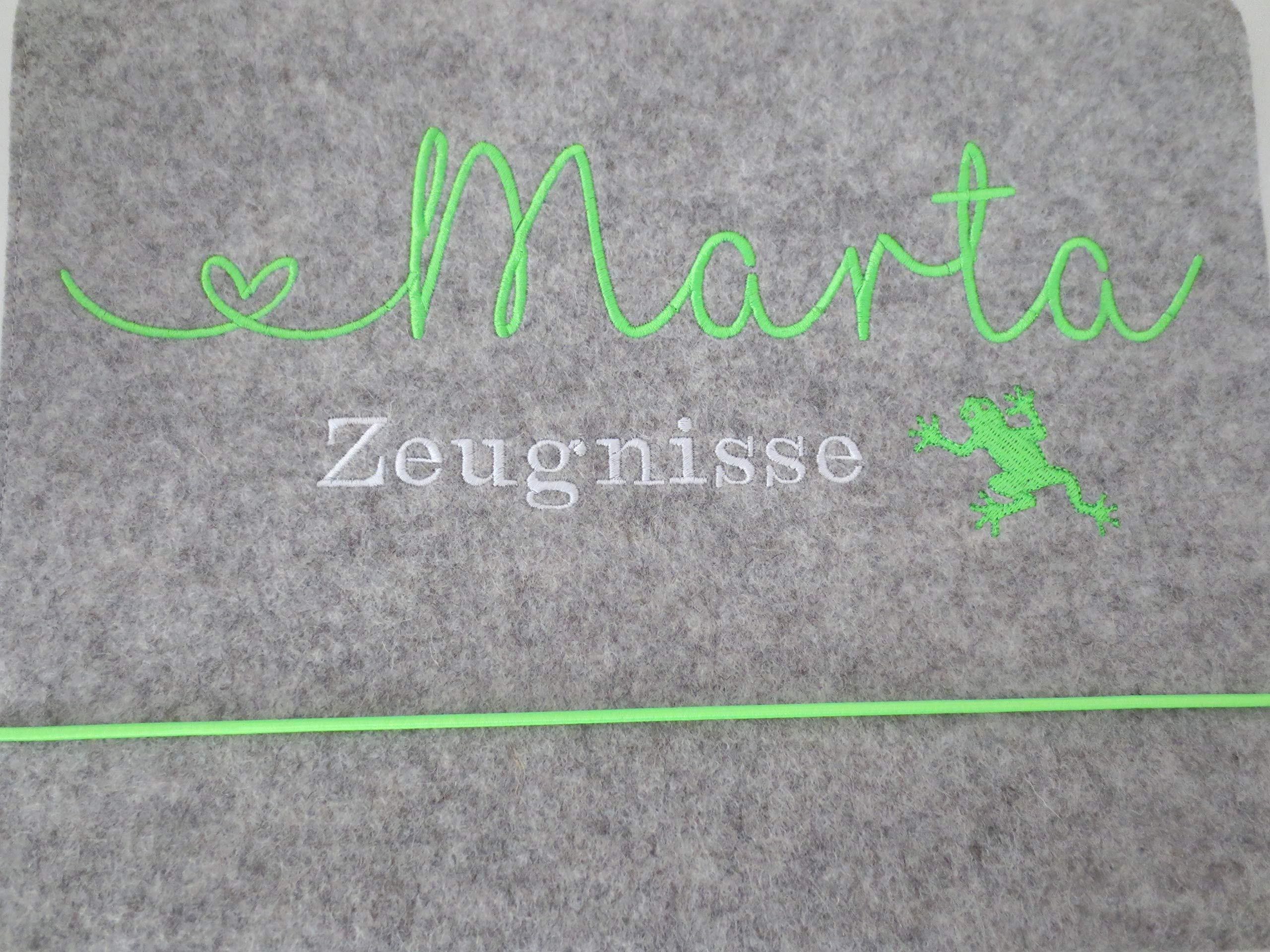 Zeugnismappe Wollfilz Mappe Zeugnisse DIN A4 Grundschule Schule "Eidechse"