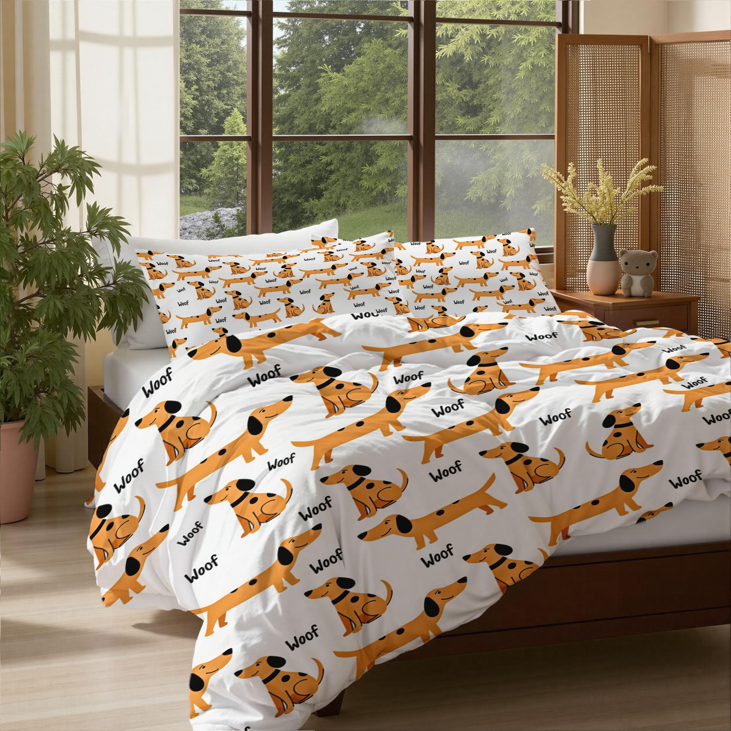 Housse de couette 220x240 chien parure de lit microfibre dessin animé