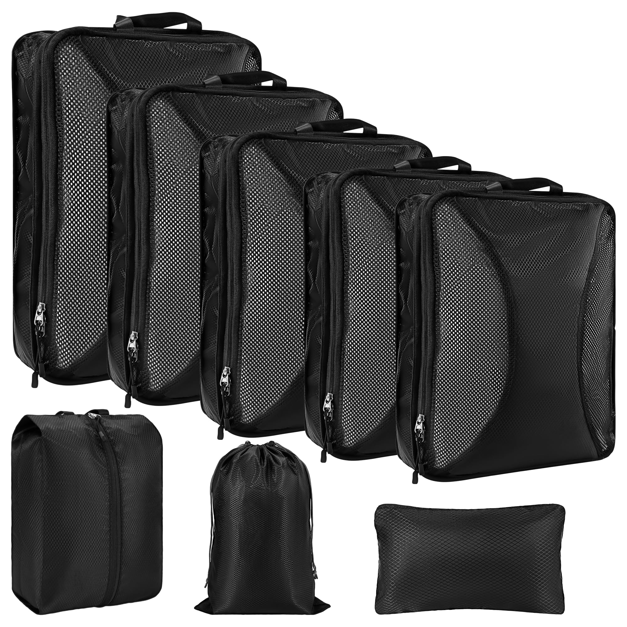 KiwiPower Koffer Organizer Set Kompression 8-teilig – Platzsparende Packwürfel mit Doppelreißverschluss – Wasserdichte Kleidertaschen für Reisen, Urlaub, Handgepäck & Rucksack