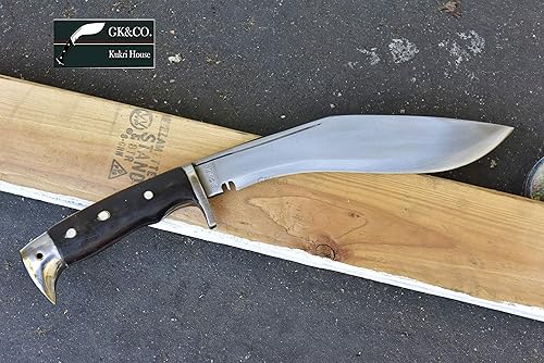 Miniatura 3 de GK&CO. Kukri House Auténtica hoja Kukri de 10 pulgadas con mango de madera rosa de espiga completa, funda de cuero rojo Kukri/Khukuri, hecho a mano
