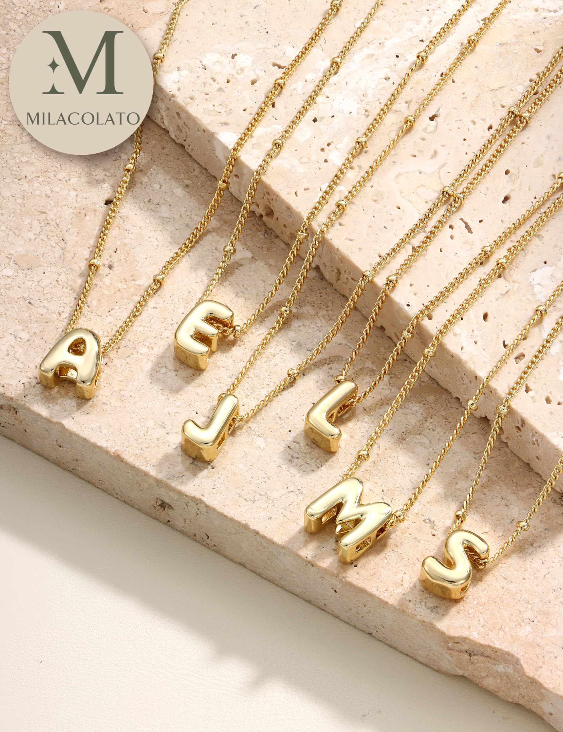 MILACOLATO Collar Inicial Corazón Para Mujer A-Z Collar Personalizado Collana Donna Oro 18K Cadena Plata Collar Nombre Ajustable San Valentin Regalos Originales Para Mujer — view 6
