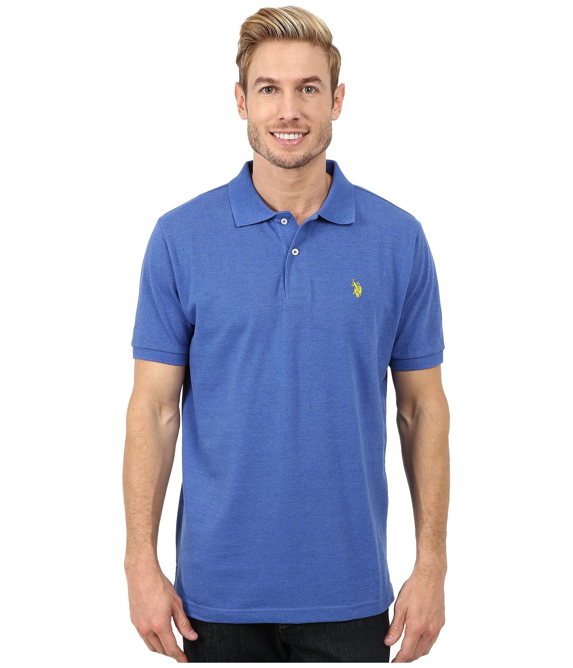 U.S. Polo Assn. Men's Classic Polo Shirt, Two-Button Closure Pique Polo Shirt, Summer Fashion Golf Shirt | Two-Button Closure Pique Polo Shirt, Summer Fashion Golf Shirt X-Large Cobalt Heather