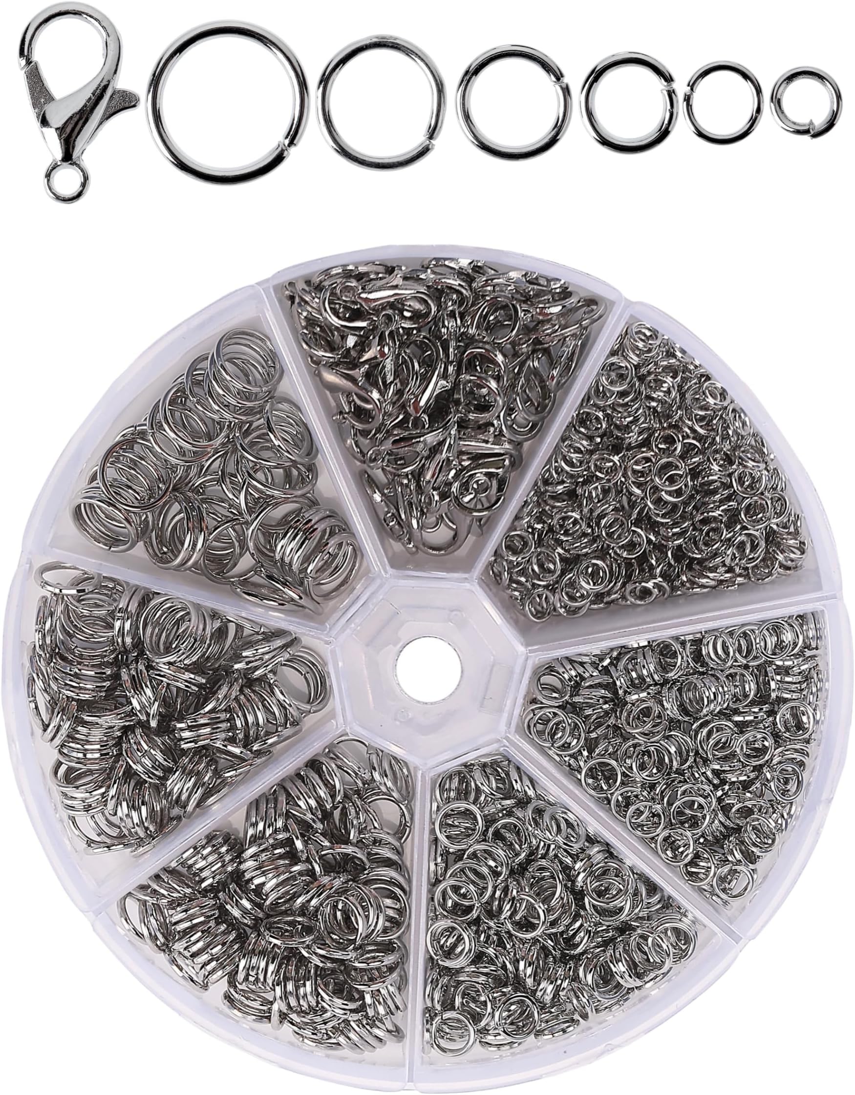Mr. Pen- Open Jump Rings Set, 1014 pcs, Silver Metal Jump Rings with Lobster Clasps, 6 Assorted Sizes (4–10 mm), Jewelry Making Findings for DIY Crafts, Bracelets, Necklaces & Keychains