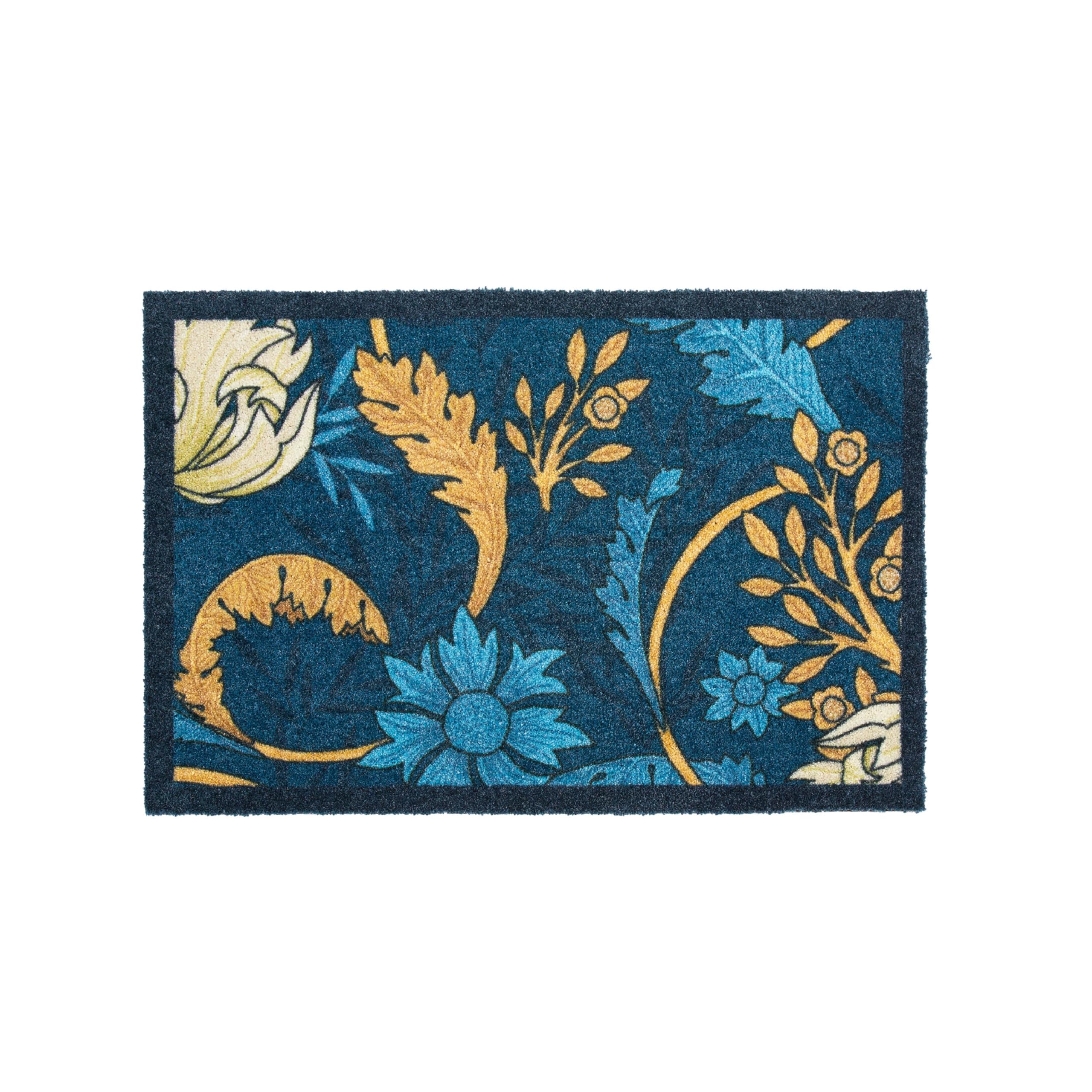 Artsy Mats - William Morris Blue Indoor Washable Doormat - Superior Absorption Non Slip Mat - Dirt Trapper Heavy Duty Floor Mat - Perfect for Hallway, Doorway, & Kitchen Mat, (60x40cm)