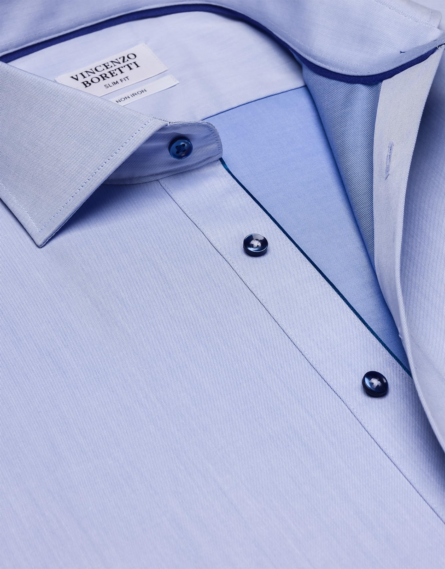 Vincenzo Boretti Camicia, Slim-Fit/Taglio Aderente, Twill - Non-Stiro
