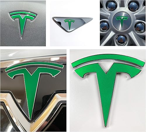 Custom Cut Graphics Calcomanía de logotipo para Tesla Model S, Nosecone, juego de 14 piezas (verde brillante)