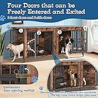 Vista 2 de Grepatio Mueble de jaula para perros de 79 pulgadas para 2 perros, perrera grande con cuencos giratorios de 360°, jaulas dobles para perros con 4