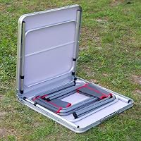 Masă pliabilă din aluminiu AKTIVE 63161 cu 4 taburete din oțel, înălțime reglabilă 60-70 cm, suprafață 120x60 cm, gri, pentru camping 2