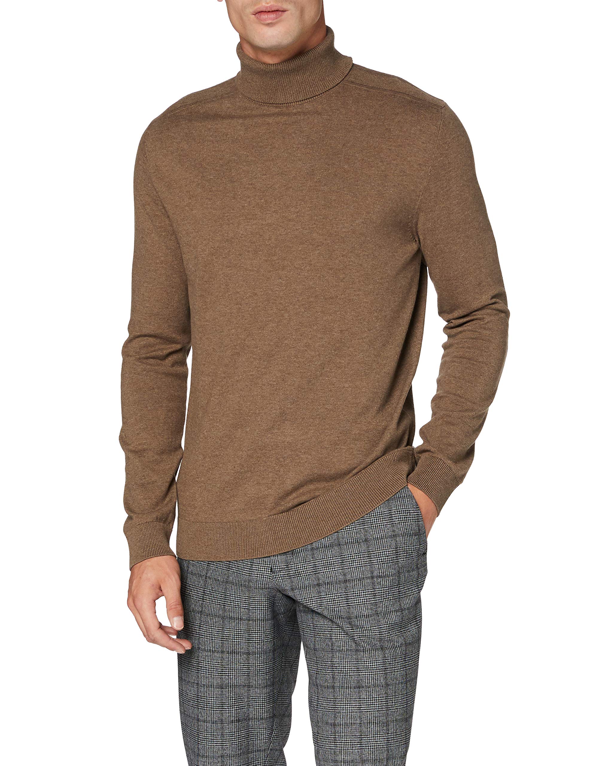 SELECTED HOMME Mens Slhberg Roll Neck B Noos Sweatshirt, Teak, S UK