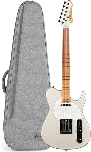 Grote Guitarra eléctrica sólida GR Standard T acabado mate cuerpo álamo asado cuello de arce con bolsa de transporte (oro rosa)