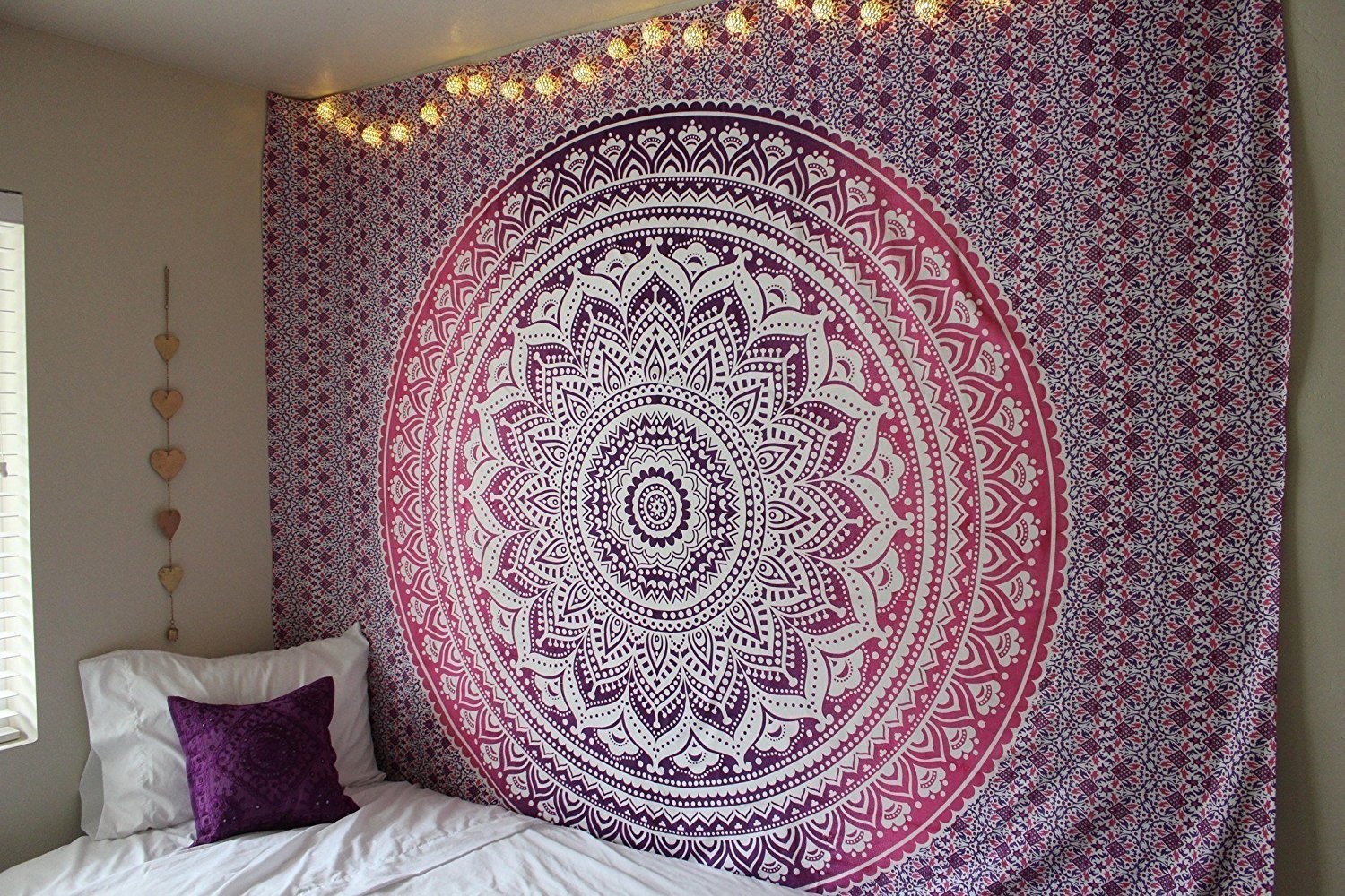 Popular Handicrafts Tapestry Wall Hanging Hippie Ombre Mandala Bohemian Hippy Intricate Indian Tapestries Bedspread 54 x 82 Inches (140cm x 210cm) Purple