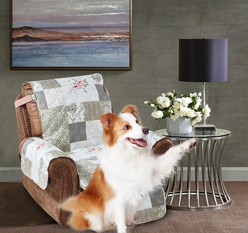 Brilliant Sunshine Pink Rose & Grey Toile Couch Recliner Slip