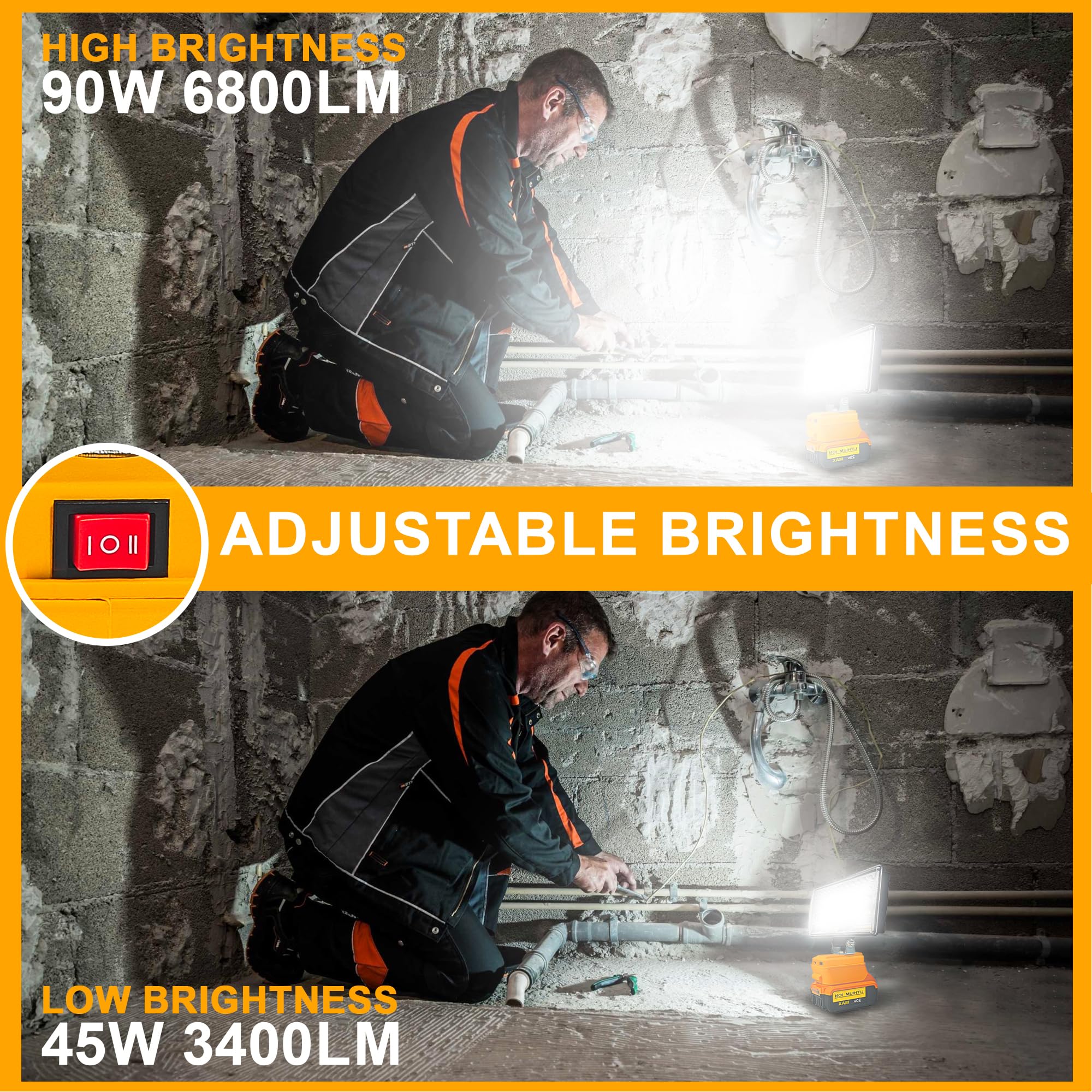 DeWALT DCL079-XJ accu XL LED werklamp met statief (body) 18V Li-ion