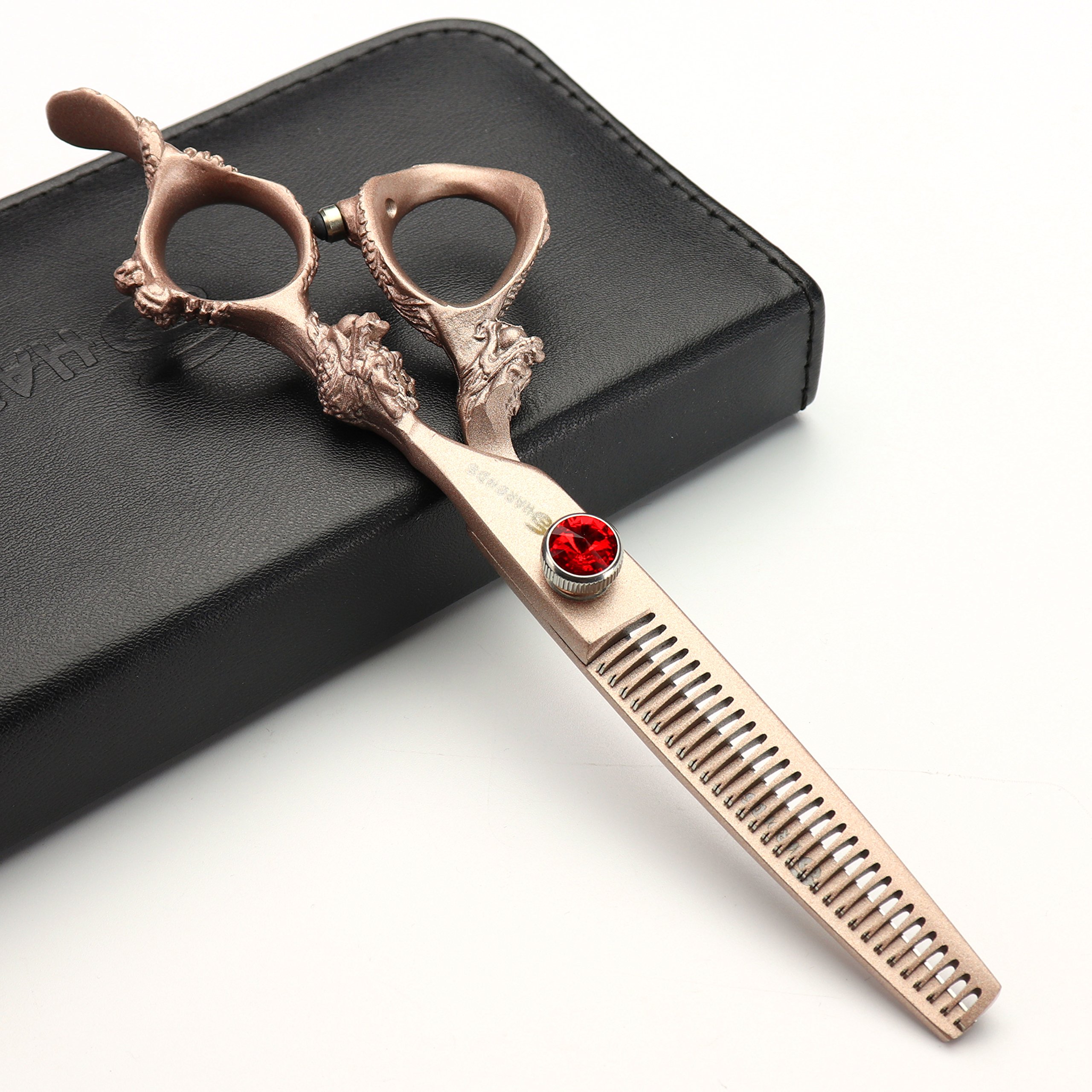 Sharonds Rose Gold 440C High Hardness Japanese Hairdressing Scissors Salon Hairdressers Hair Cutting And Thinning Hairdressing Professional Hair Cut (Thining Scissors)