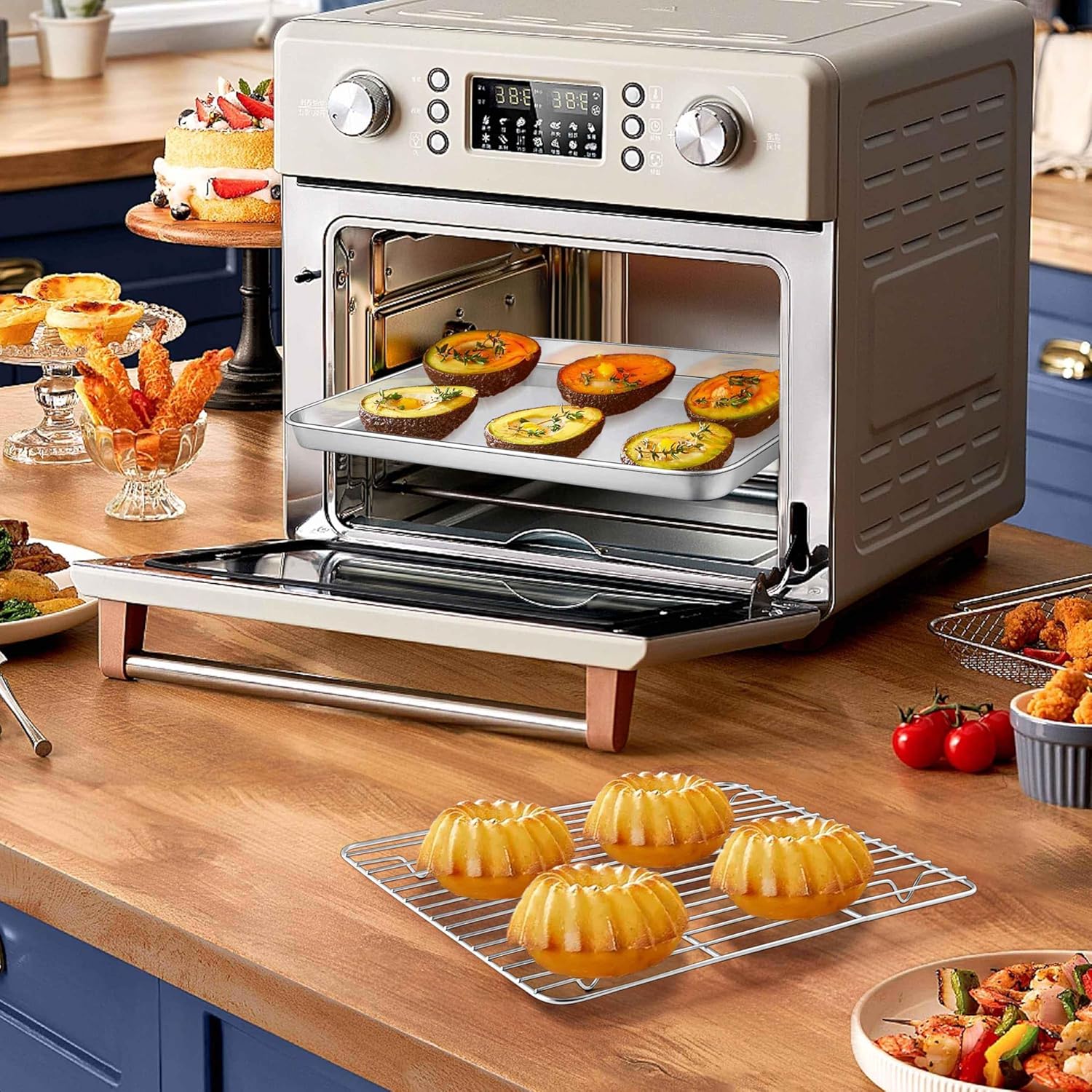 Homikit Baking Sheet with Wire Rack, 9 x 7 Inch Stainless Steel Cookie Sheets for Baking, Small Baking Pan with Cooling Rack, Nonstick Metal Mini Toaster Oven Bacon Tray, Rust Free & Dishwasher Safe - Image 3