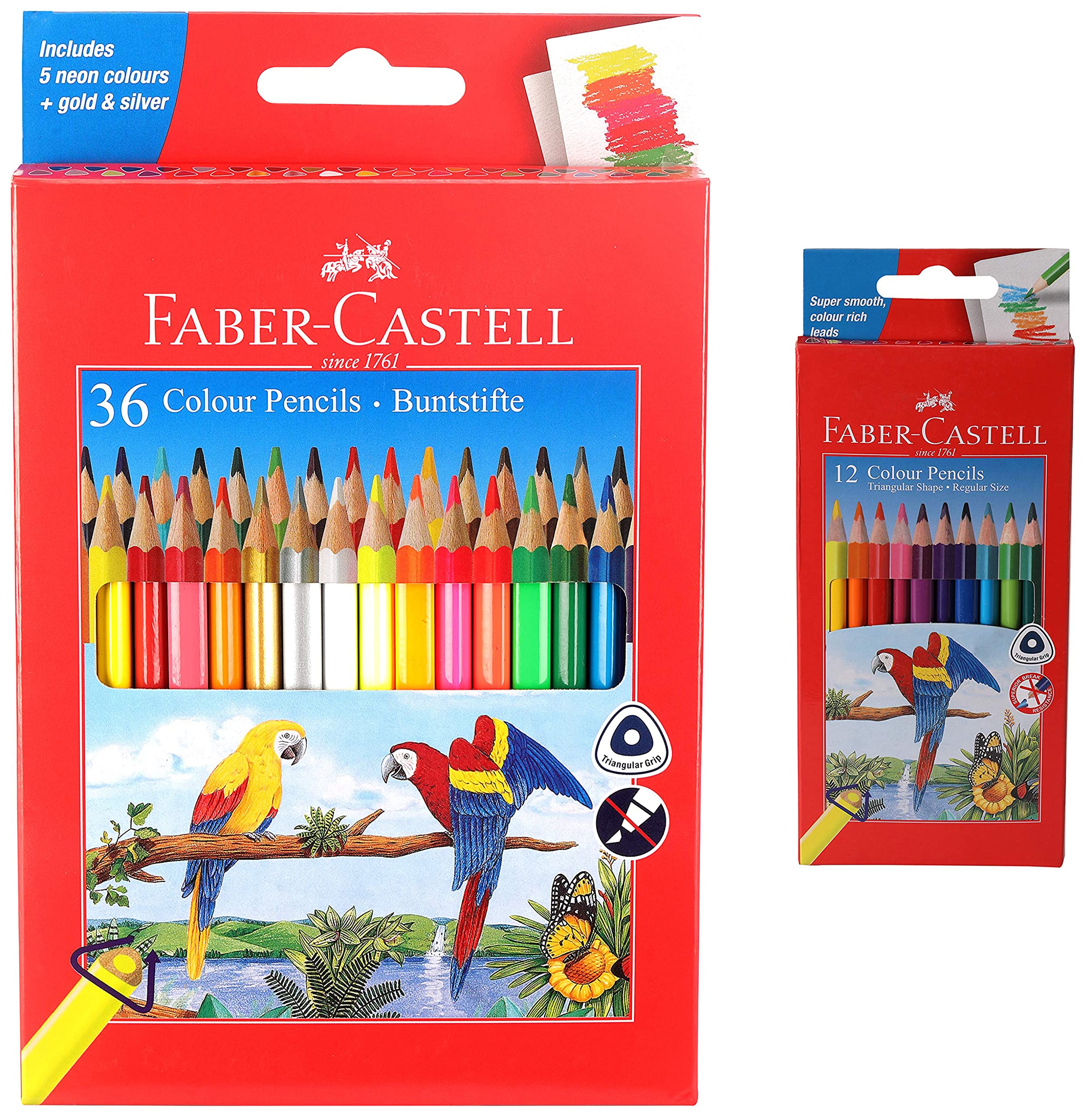 Faber-Castell 36 Triangular Colour Pencils Triangular Colour Pencils - Pack of 12 (Assorted) (B0BPXLJW1D) Amazon Price History, Amazon Price Tracker