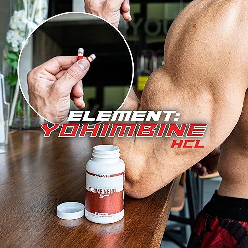 Miniatura 6 de Huge Supplements Yohimbina HCl, Recomendación corporal, fórmula avanzada de energía y rendimiento, 5 mg por porción (60 cápsulas)