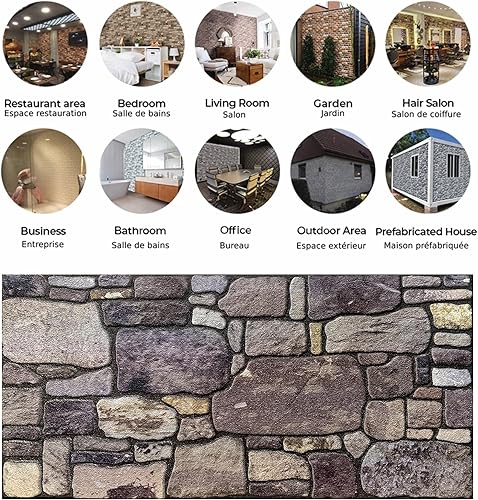 Miniatura 5 de Dundee Deco Paneles de pared 3D  Revestimiento, paneles de pared con aspecto de piedra crema morada, revestimiento de espuma de poliestireno para