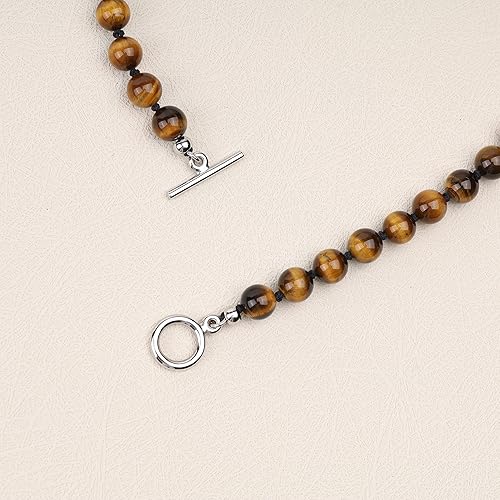 Miniatura 6 de GAVU Collar con cuentas anudadas a mano para hombre, Collar de cristal para hombres