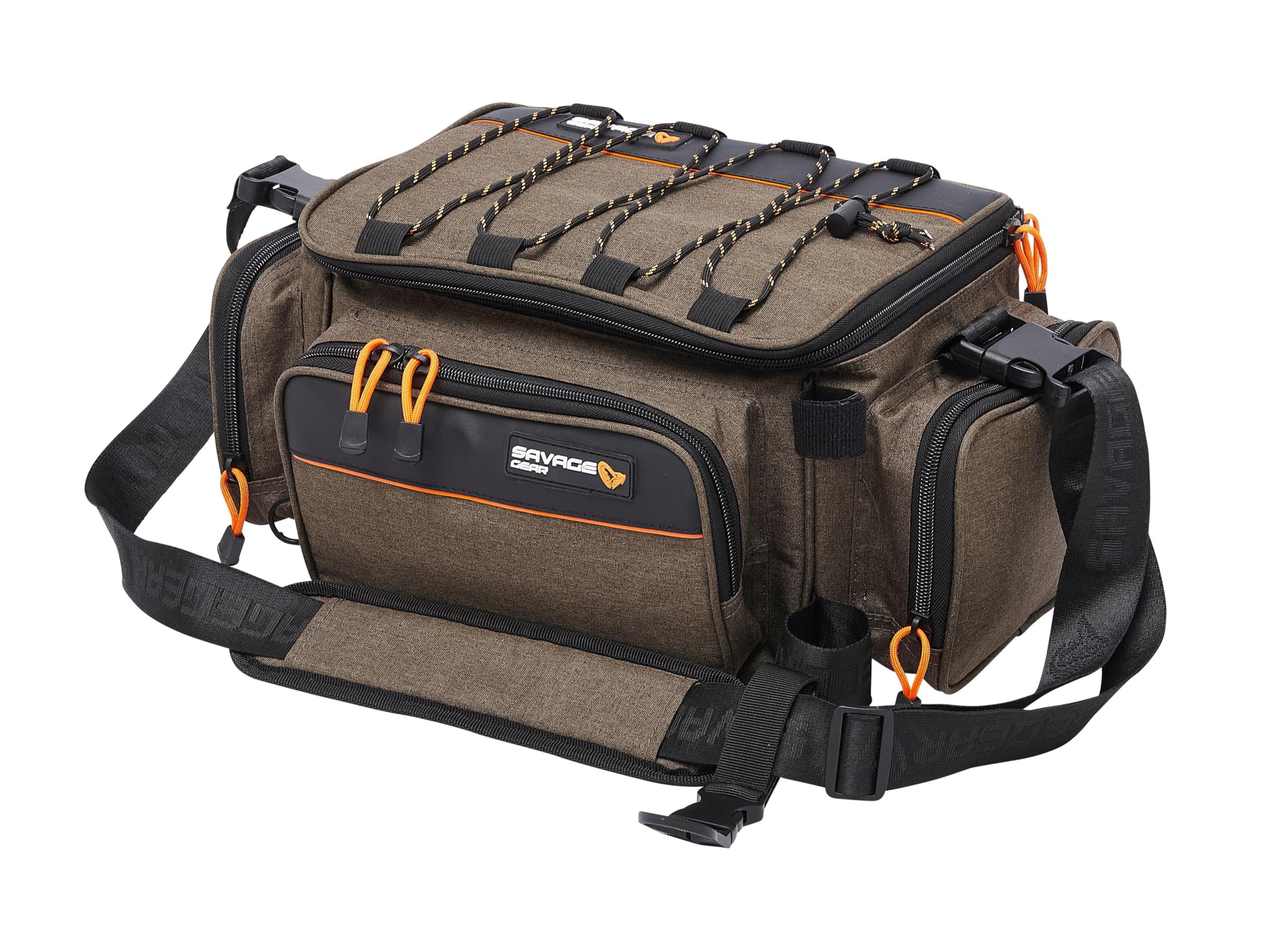 Savage Gear System Box Tasche - Leichte Umhängetasche für Mobile Angler - Inklusive 3 Köderboxen, ergonomischem