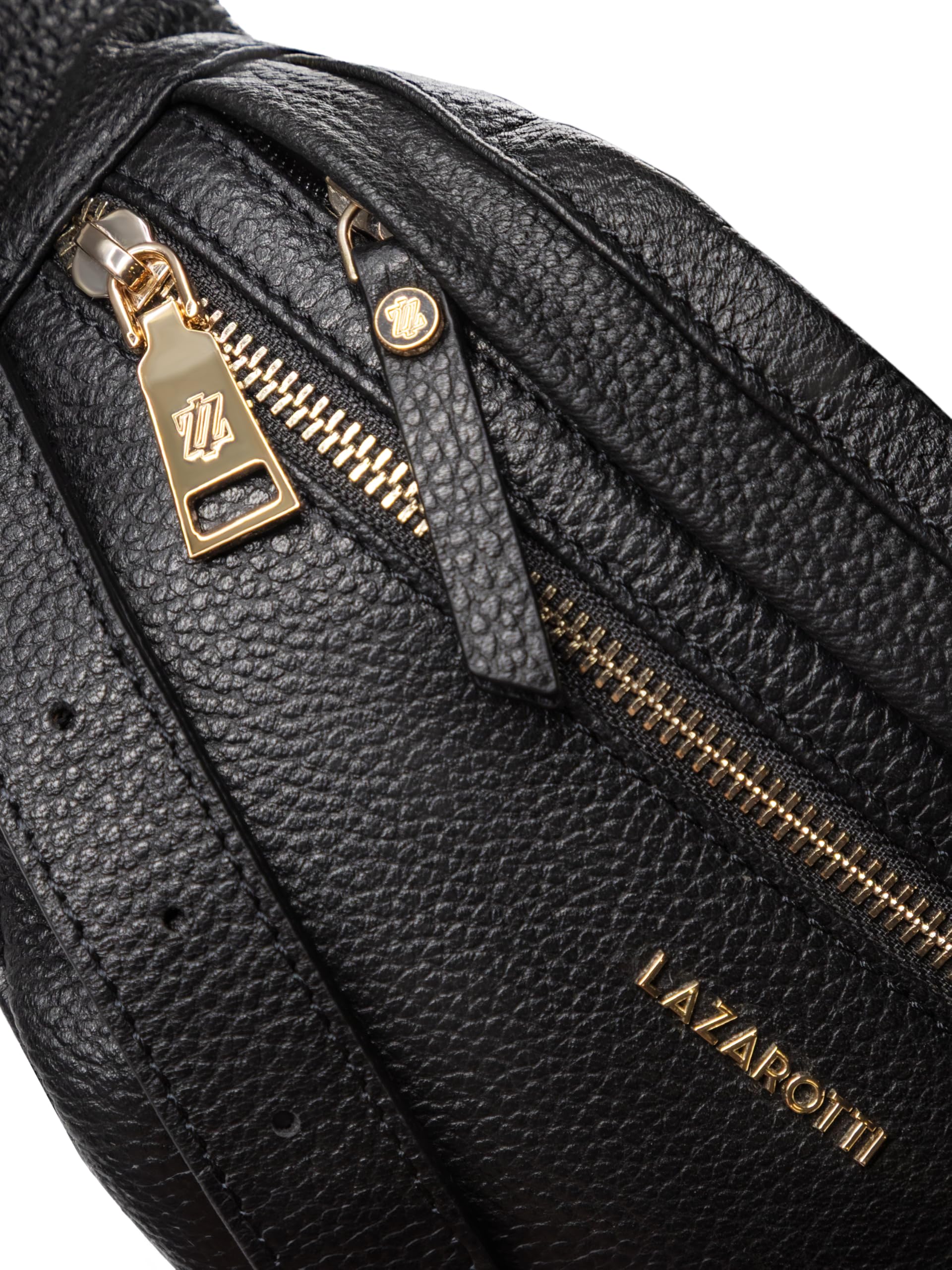 Lazarotti Bologna XL Leder Gürteltasche Damen | 2 Reißverschlussfächer | große Bauchtasche 25 cm