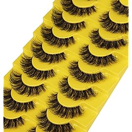 Russian Strip Lashes D Curl Fluffy Wispy False Eyelashes Natural Look Faux Mink Lashes Like Eyelash Extension Fluffy zanlufly Transparent Band Cat Eye Fake Eyelashes Pack
