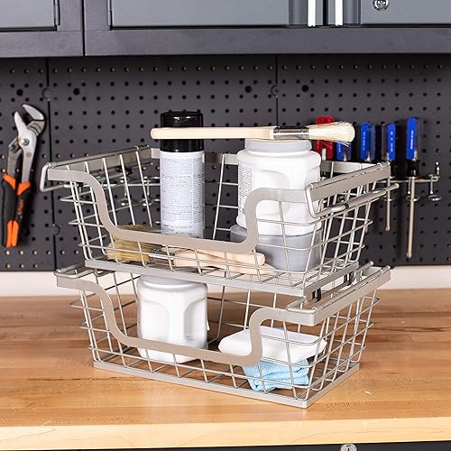 Miniatura 9 de BirdRock Home - 2 unidades de cestas apilables en alambre para almacenamiento de frutas y verduras, para colgar o como estante de pared o cubo de