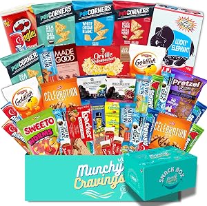 MunchyCravings Snack Box Variety Pack (40 Count), Care Package for Adults & Teens – Chips, Cookies, Bars – Gift, Movie Night, Halloween, Christmas