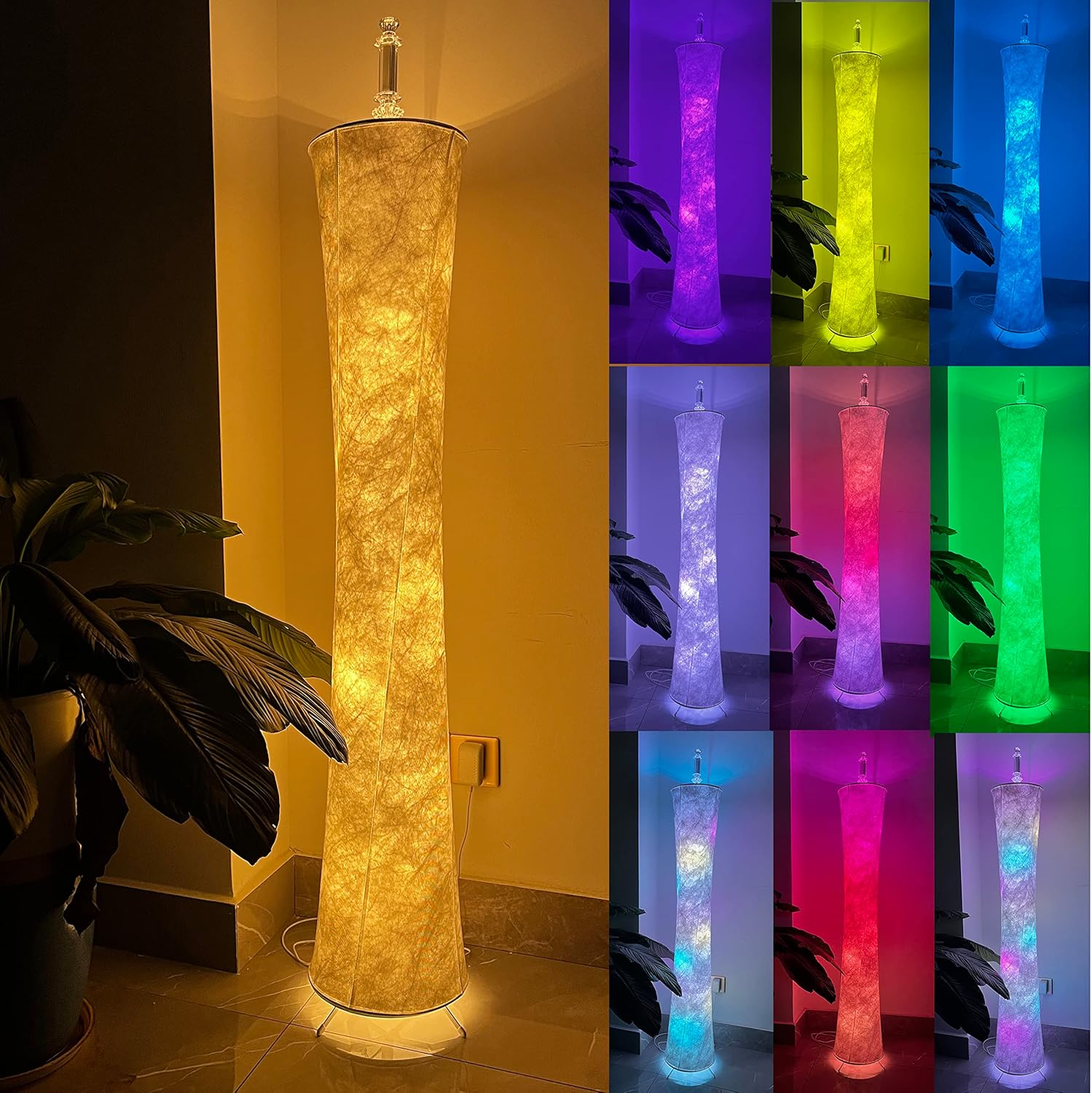 RGB Floor Lamp,59" LED Corner Column Floor Lamp with Bluetooth APP