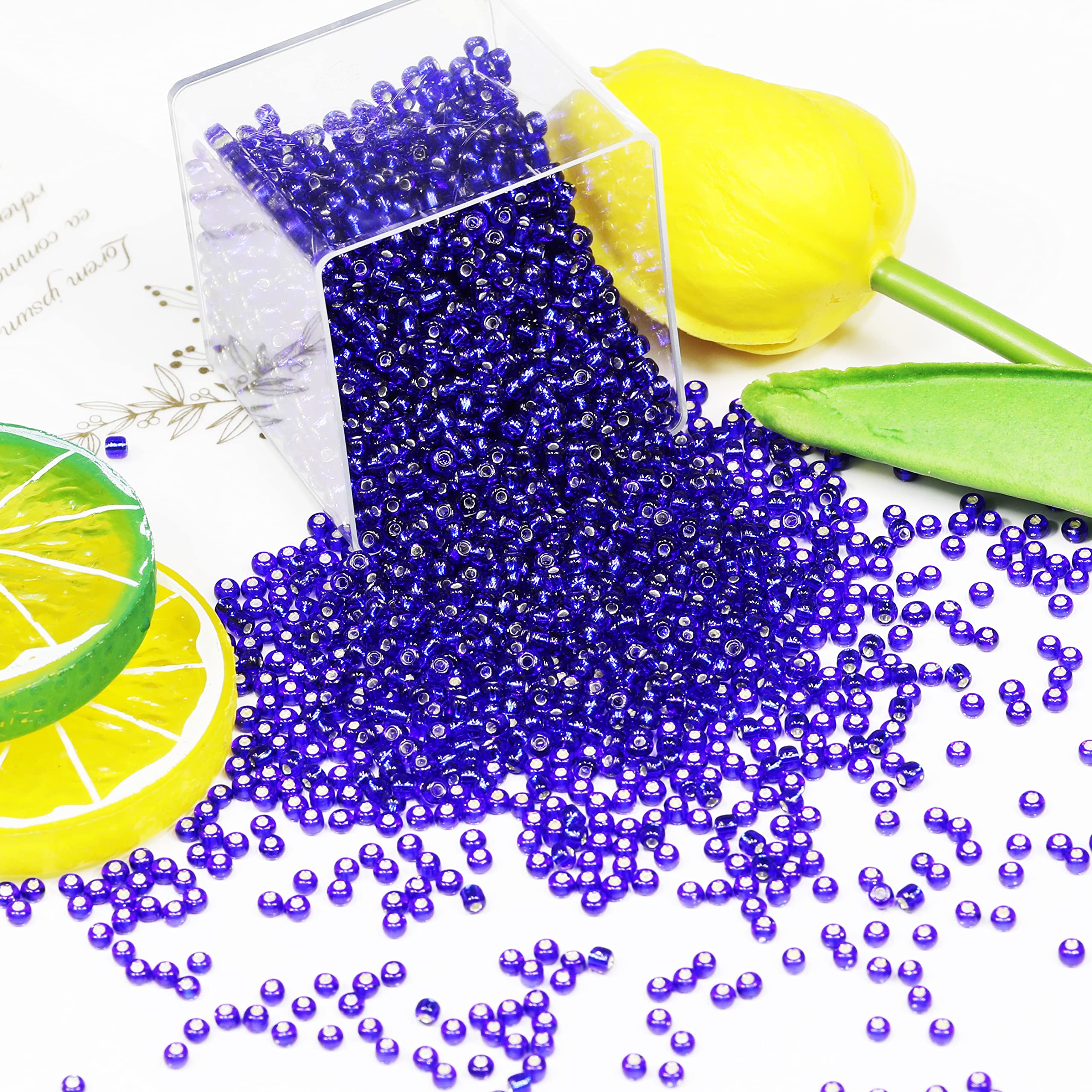 VOOMOLOVE Bulk Royal Blue 3mm Glass Round Seed Beads, 3500pcs (110g), Ideal for Jewelry Making - Image 2