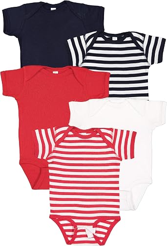 RABBIT SKINS Baby Bodysuit Girl & Boy | Newborn 0-3 Months to 24 Months 5-Pack Bulk Set, Snap Easy Closure