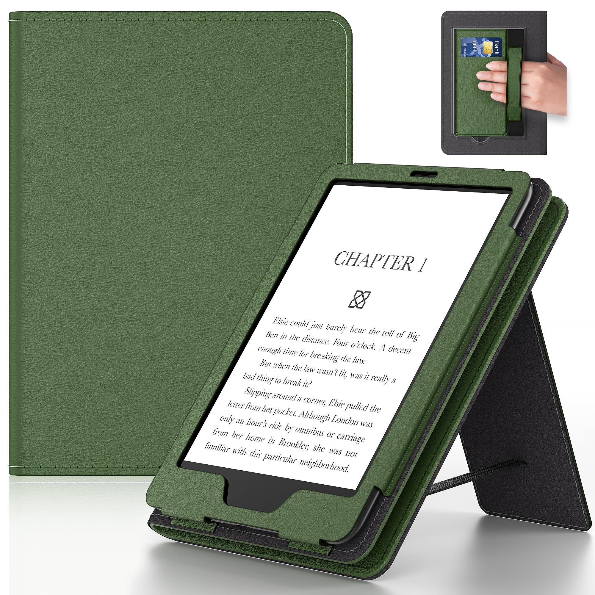 Lainergie Case for Ebook 6 Inch Case with Stand and Hand Strap,Incompatible Old Version, Olive Green-image-28
