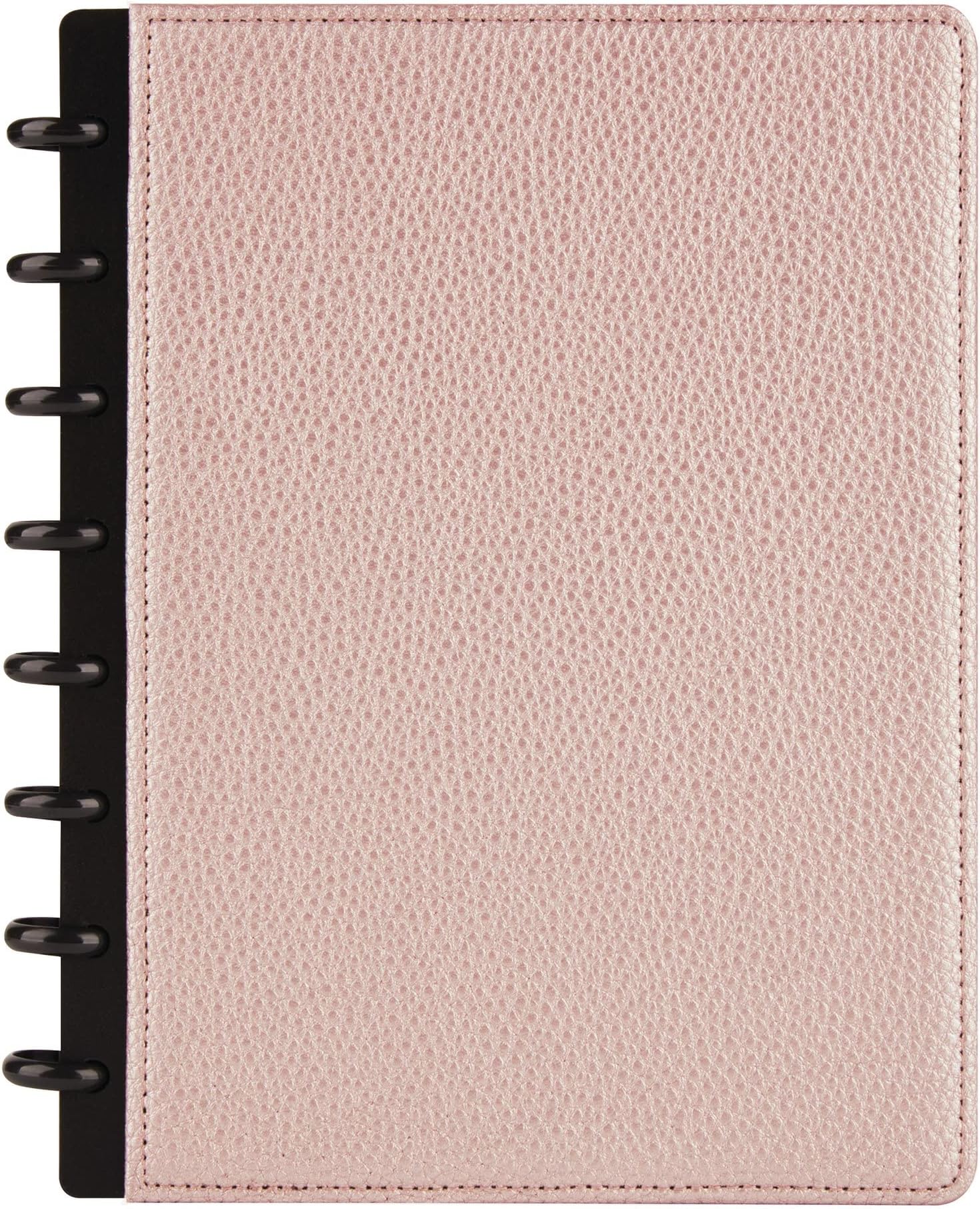 TUL® Discbound Notebook With Pebbled Leather Cover, Junior Size, Narrow Ruled, 60 Sheets, Rose Gold