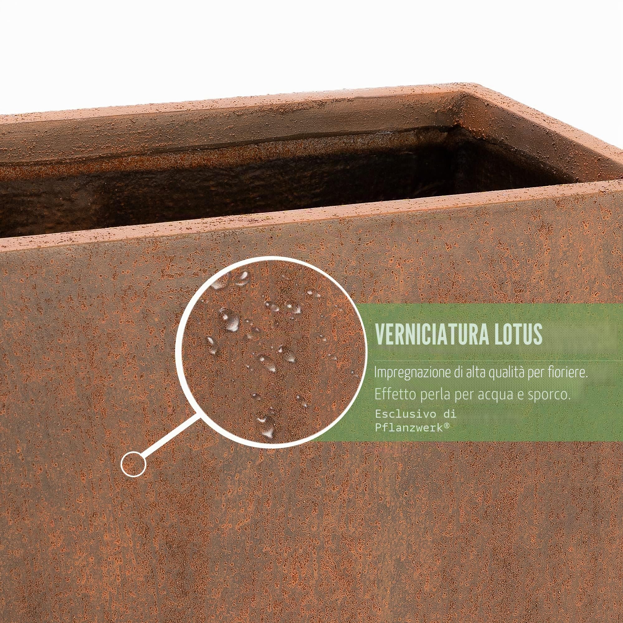 Pflanzwerk® Fioriera Vaso per fiori Portavaso TUB Ruggine Marrone 45x100x45cm *Resistente al gelo* *Protezione UV* *Europea di qualità*
