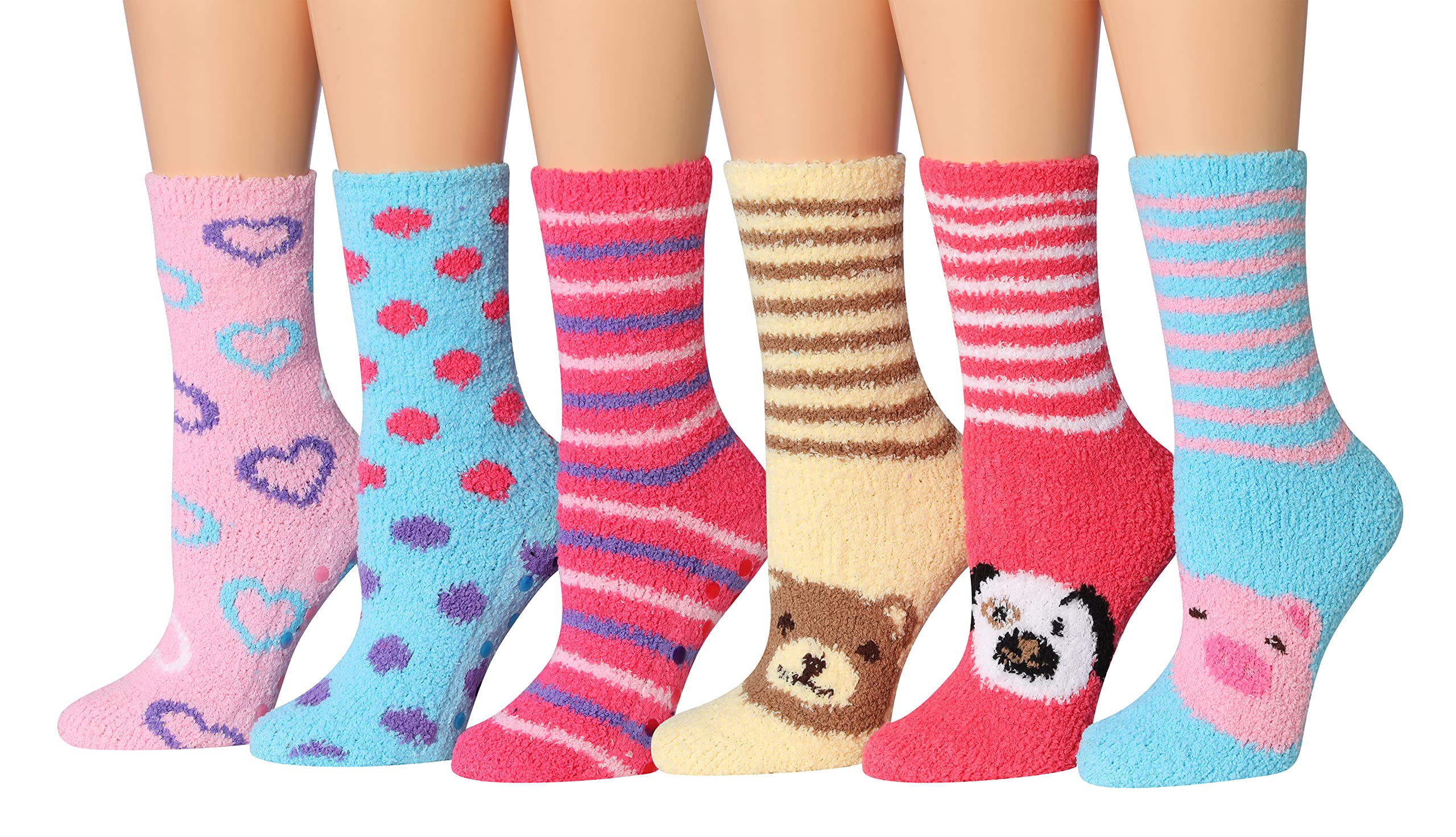 Paquete de 6 calcetines tipi toe acogedores de microfibra difusos para mujer - Imagen 3 de 5