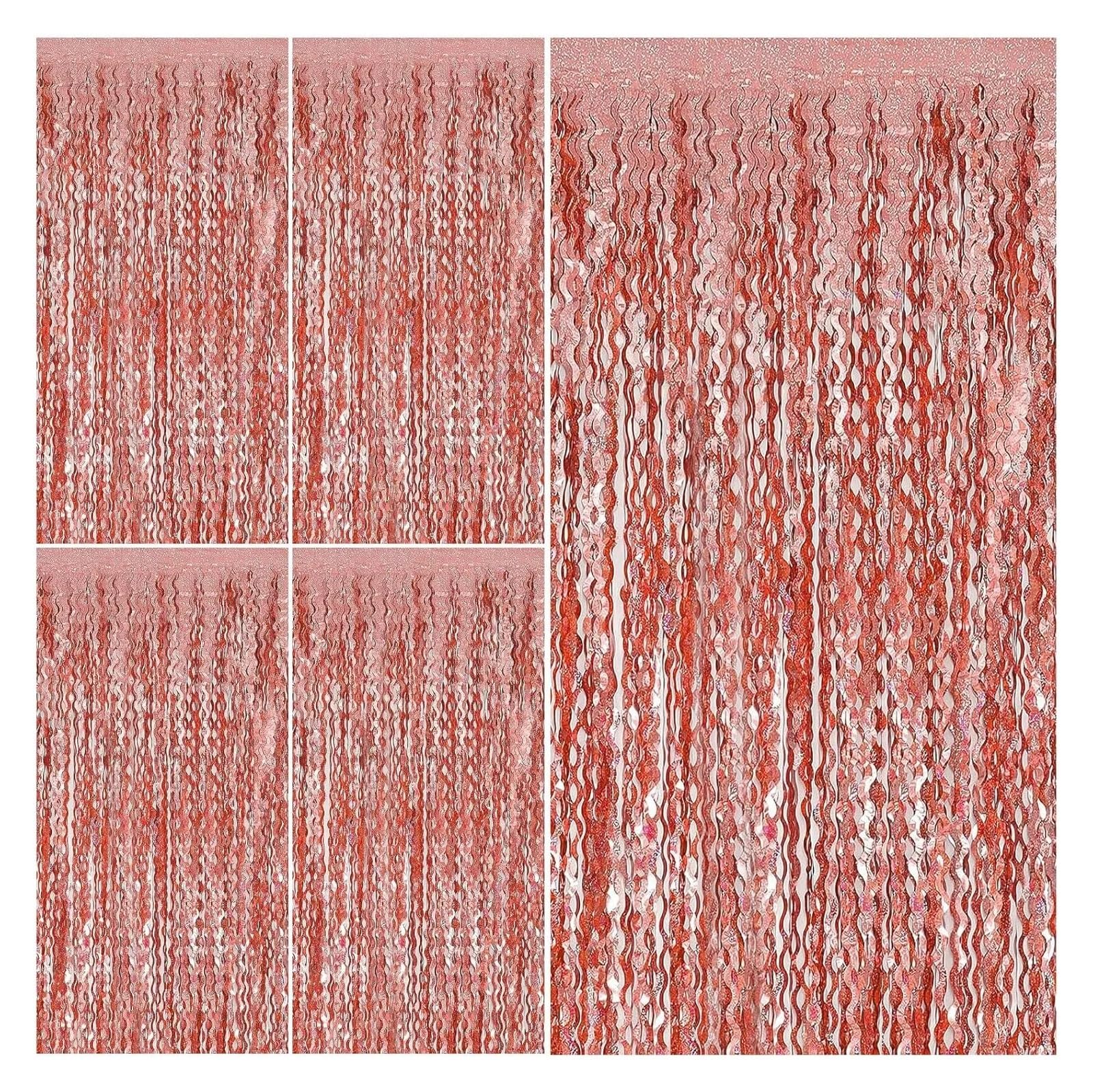 EnxJire Fringe Backdrop Curtain Streamers Fringe Backdrop Tinsel Foil Curtains Wavy Curtain Photo Booth Props for Wedding Decor(Color 8)